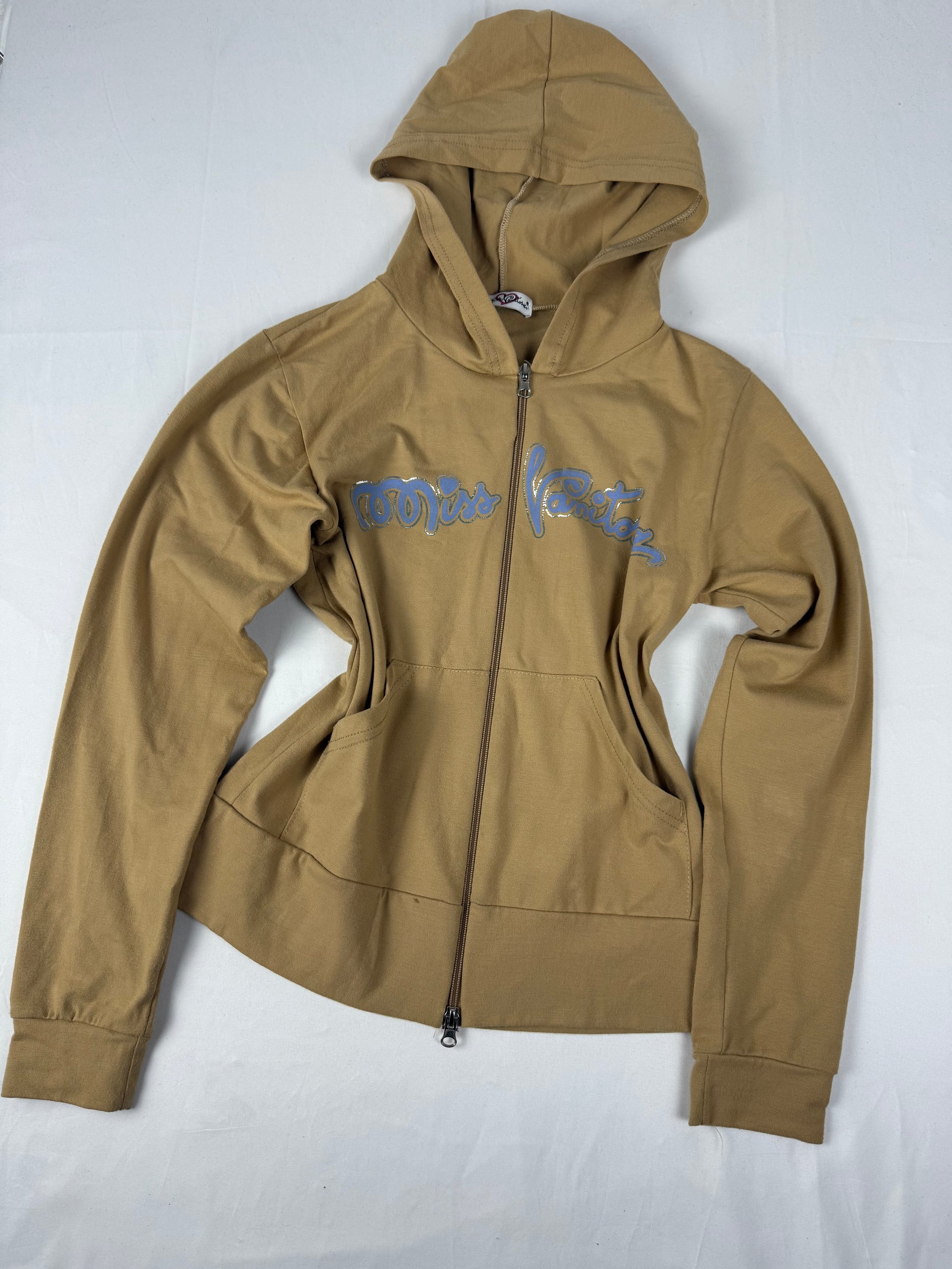 Beige logo zip up hoodie (M/L)