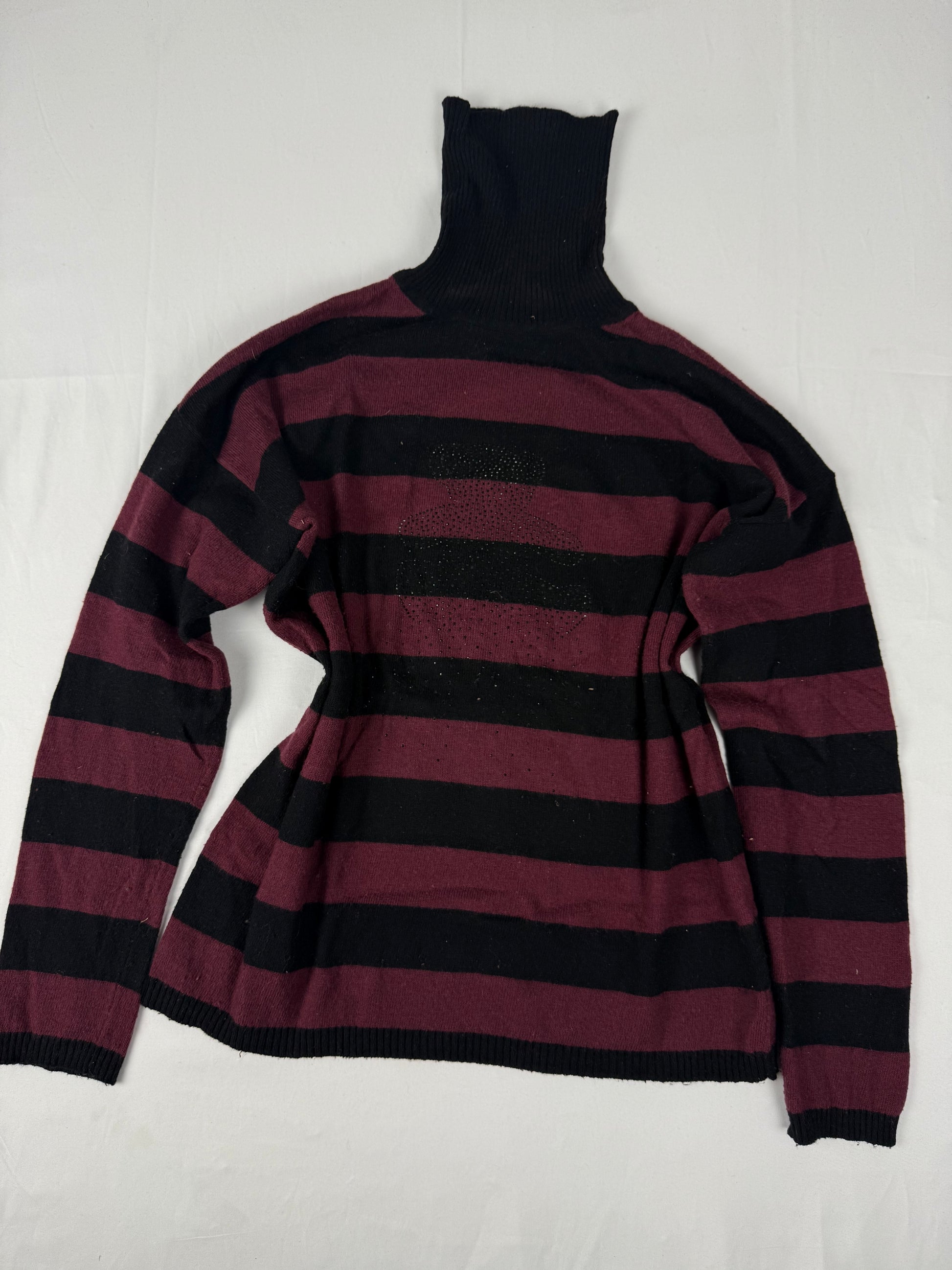 Black & burgundy turtleneck jumper (XL)