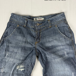 Blue denim low rise baggy pants (S)