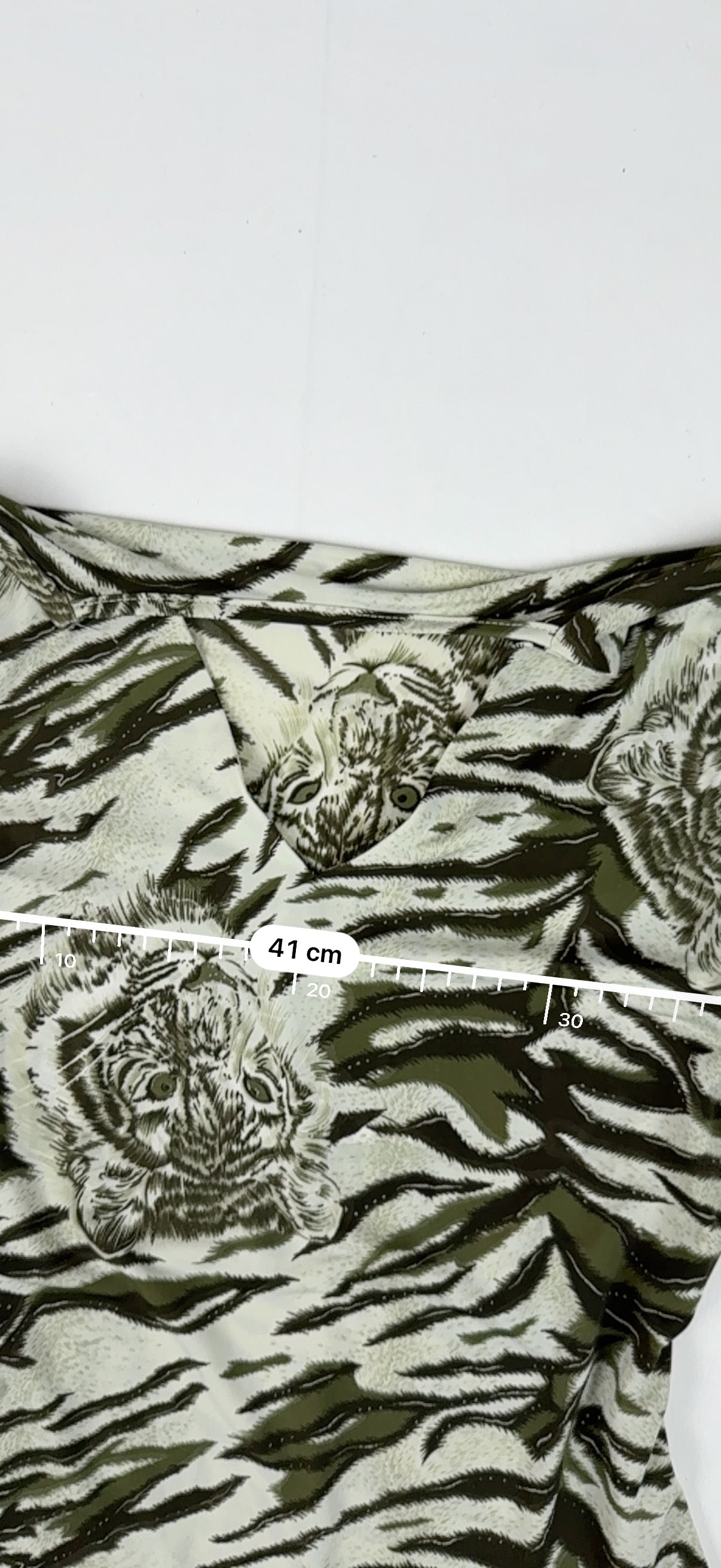 Khaki animal print lycra 3/4 sleeves top (S/M)