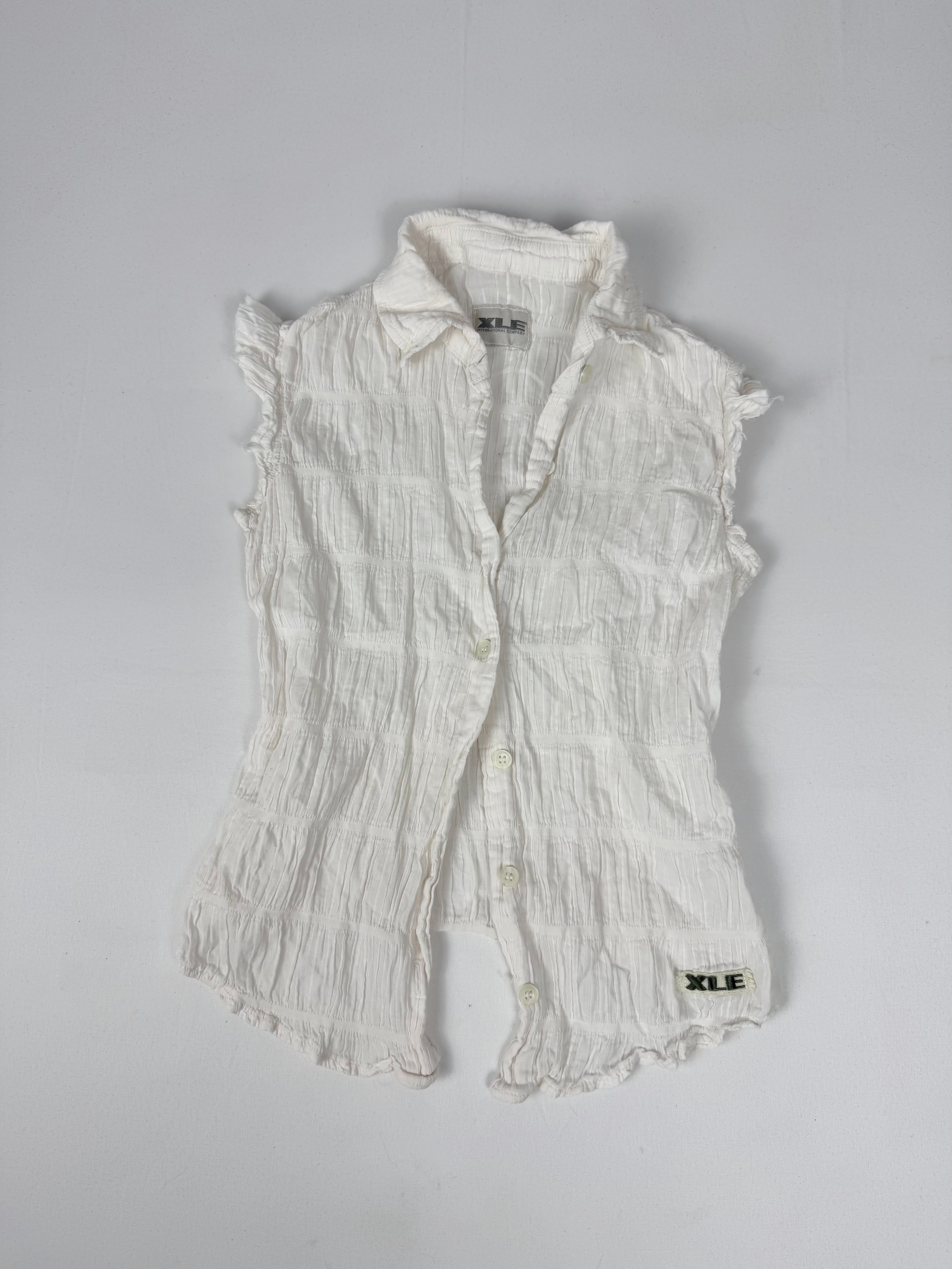 White ruched cotton tight fit top (XS/S)