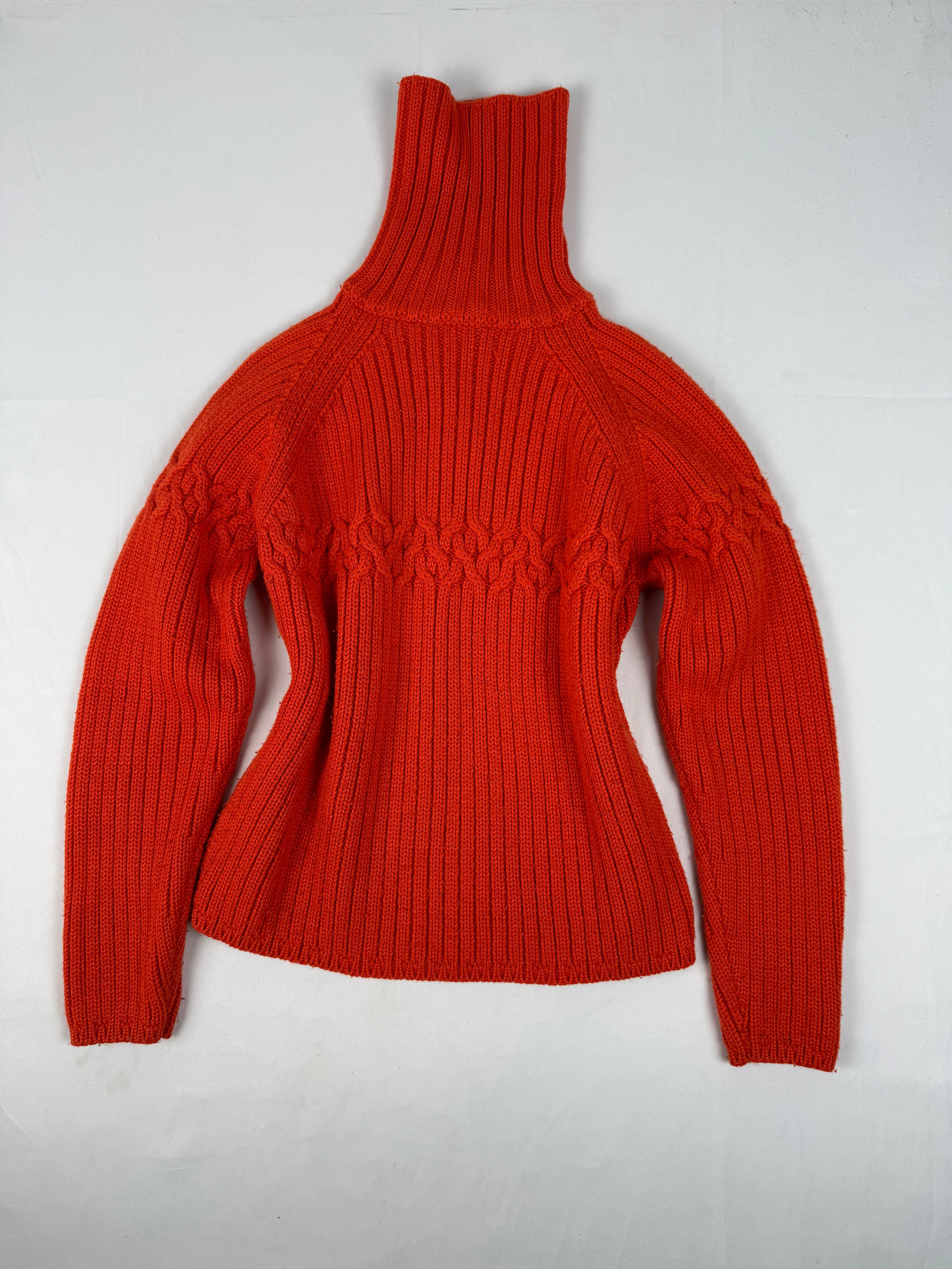 Orange turtleneck ribbed wool  jumper (S)