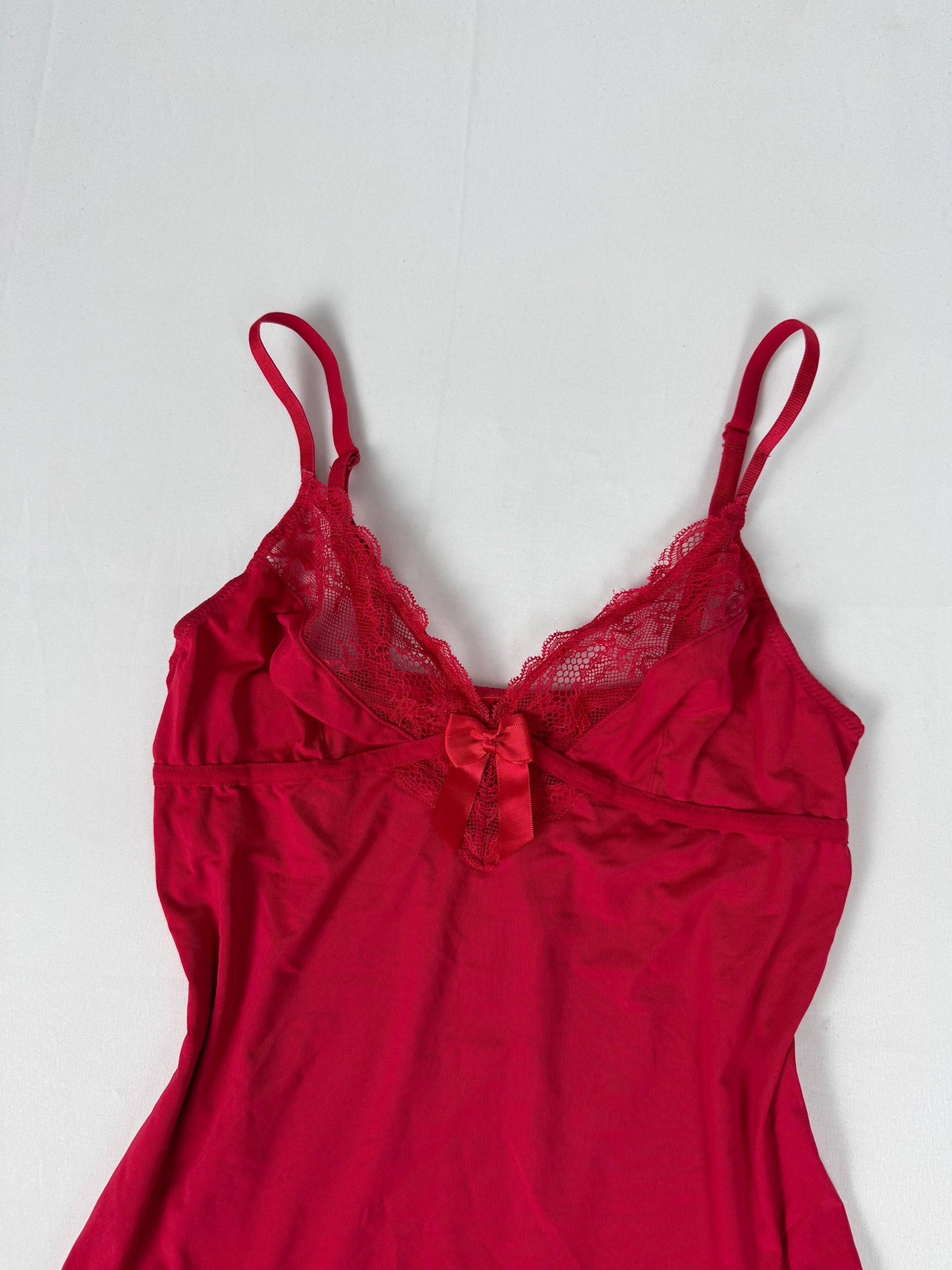 Red babydoll lycra cami top (M/L)