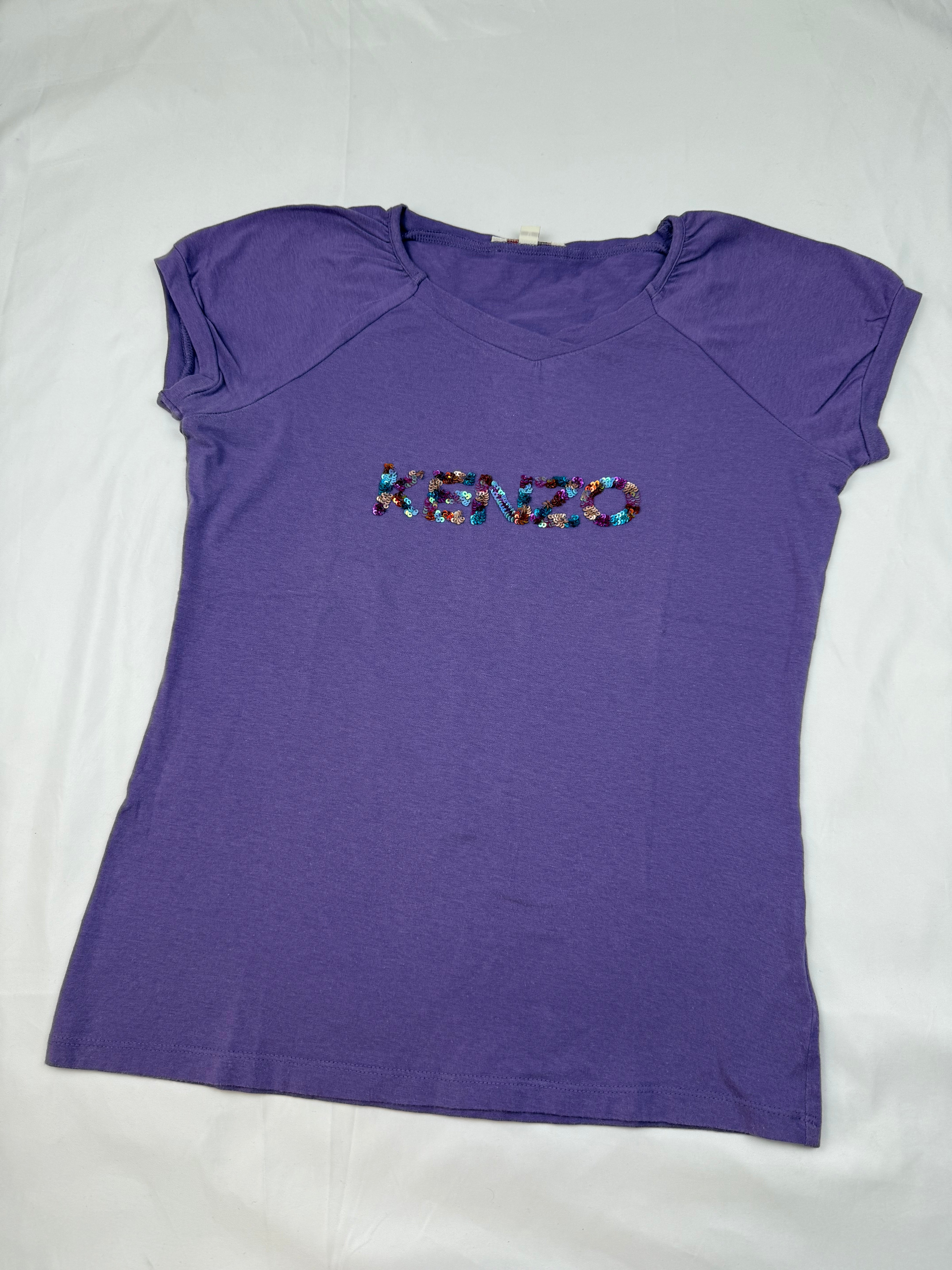 Purple sequins logo tee (S/M)