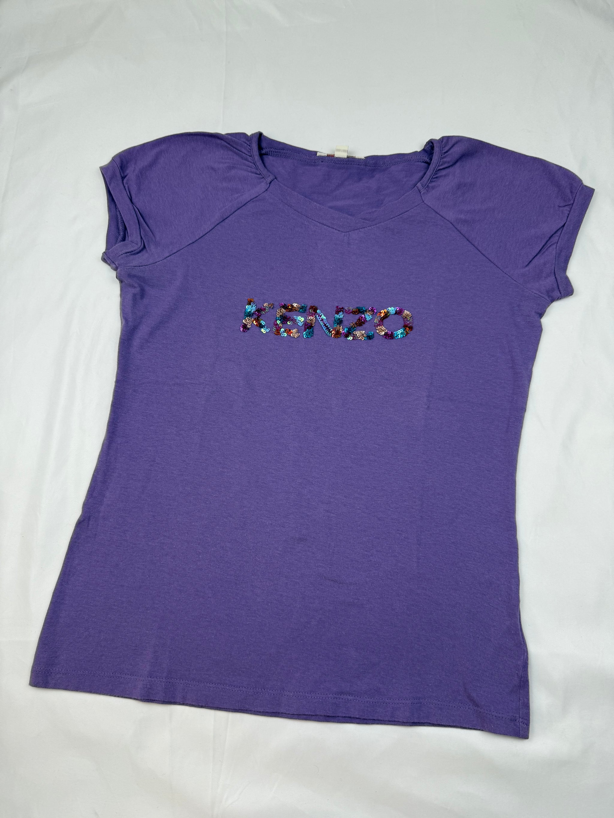 Purple sequins logo tee (S/M)