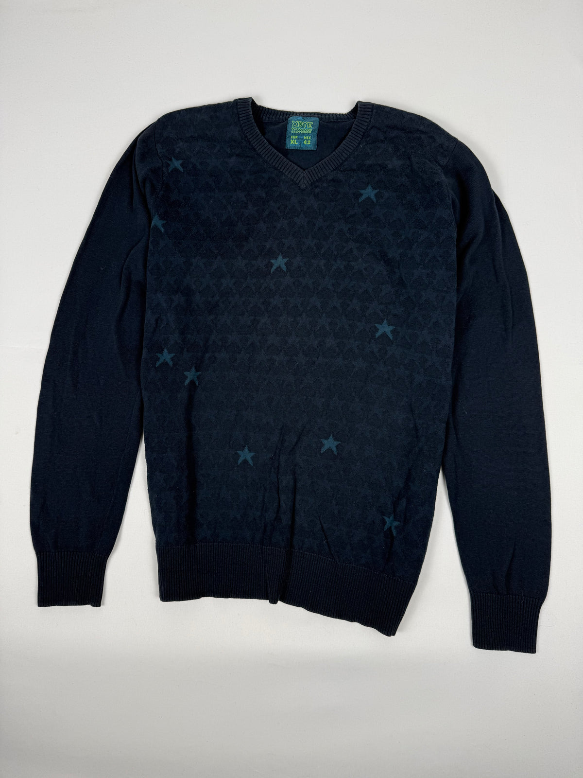 Navy stars print V neck jumper (XL)