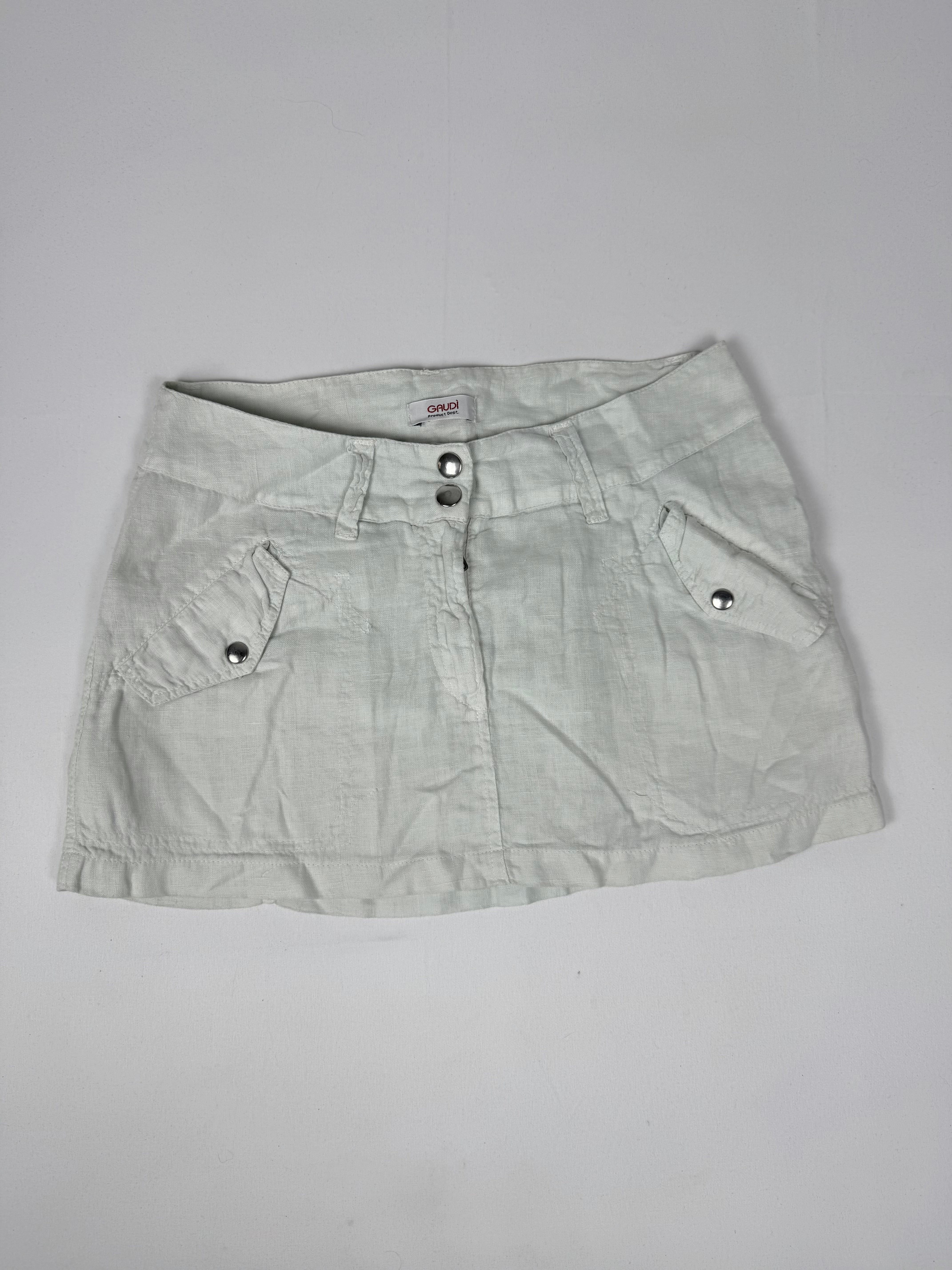 Grey 100% linen low rise mini skirt (M)