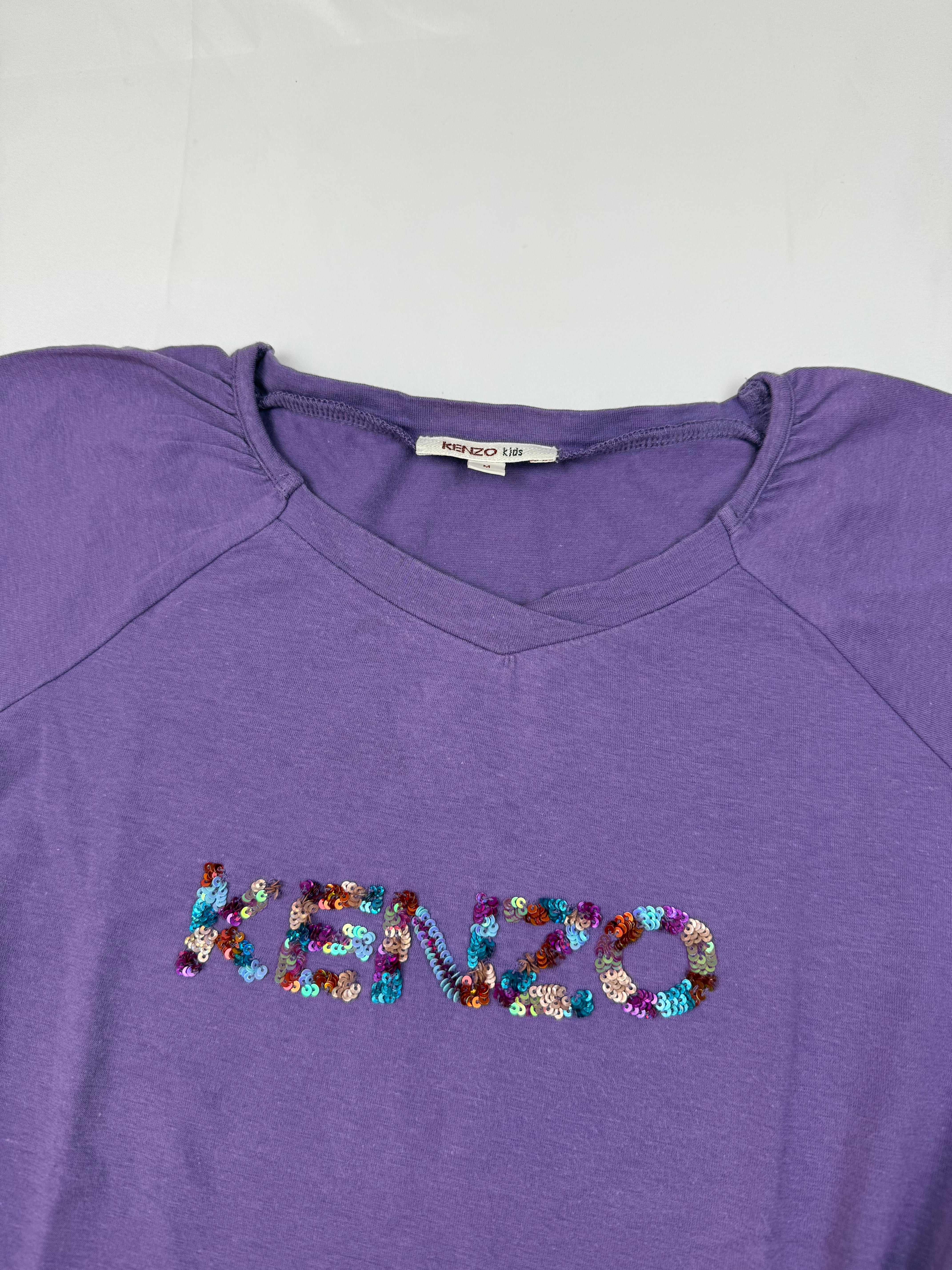 Purple sequins logo tee (S/M)