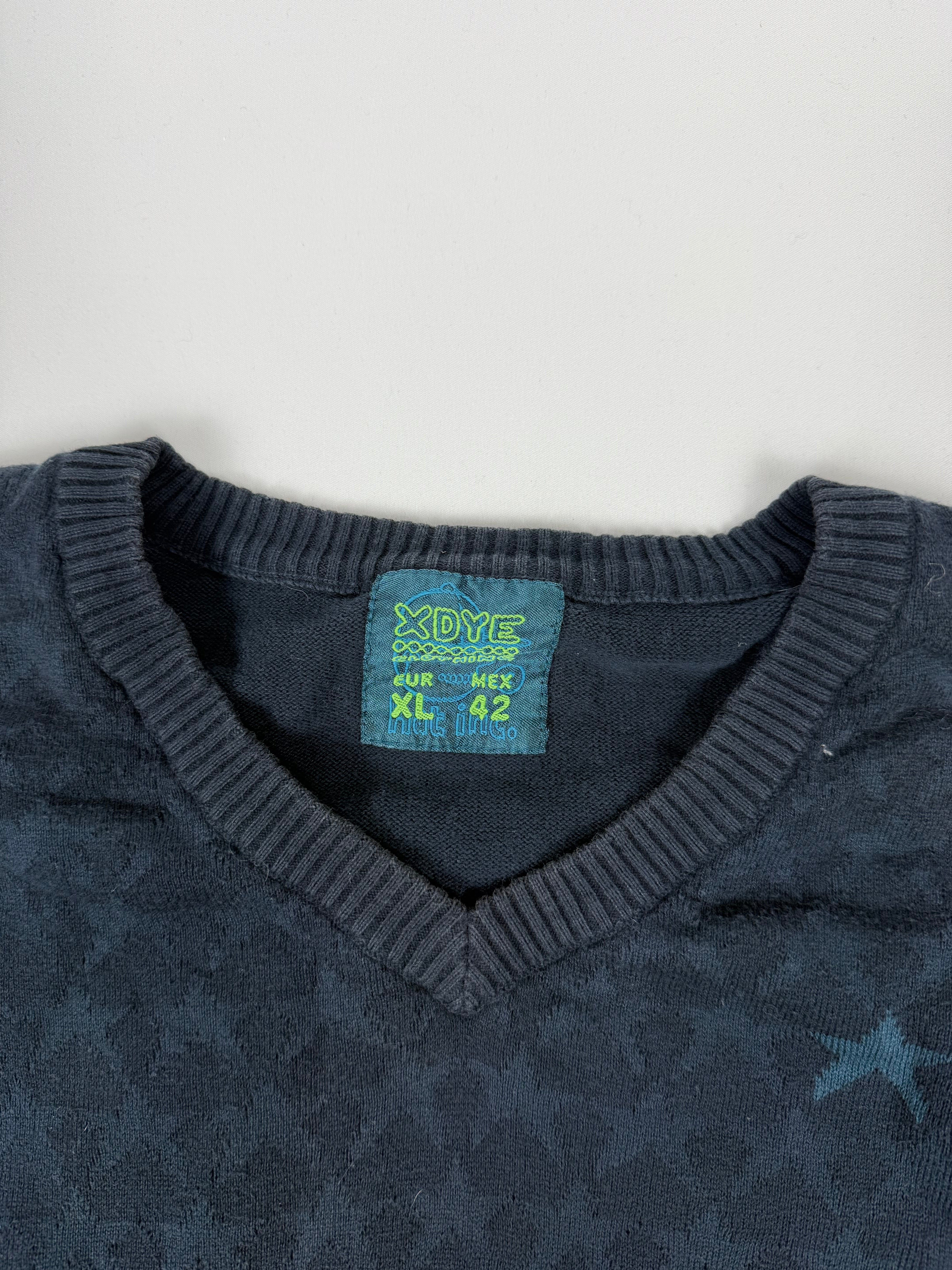 Navy stars print V neck jumper (XL)