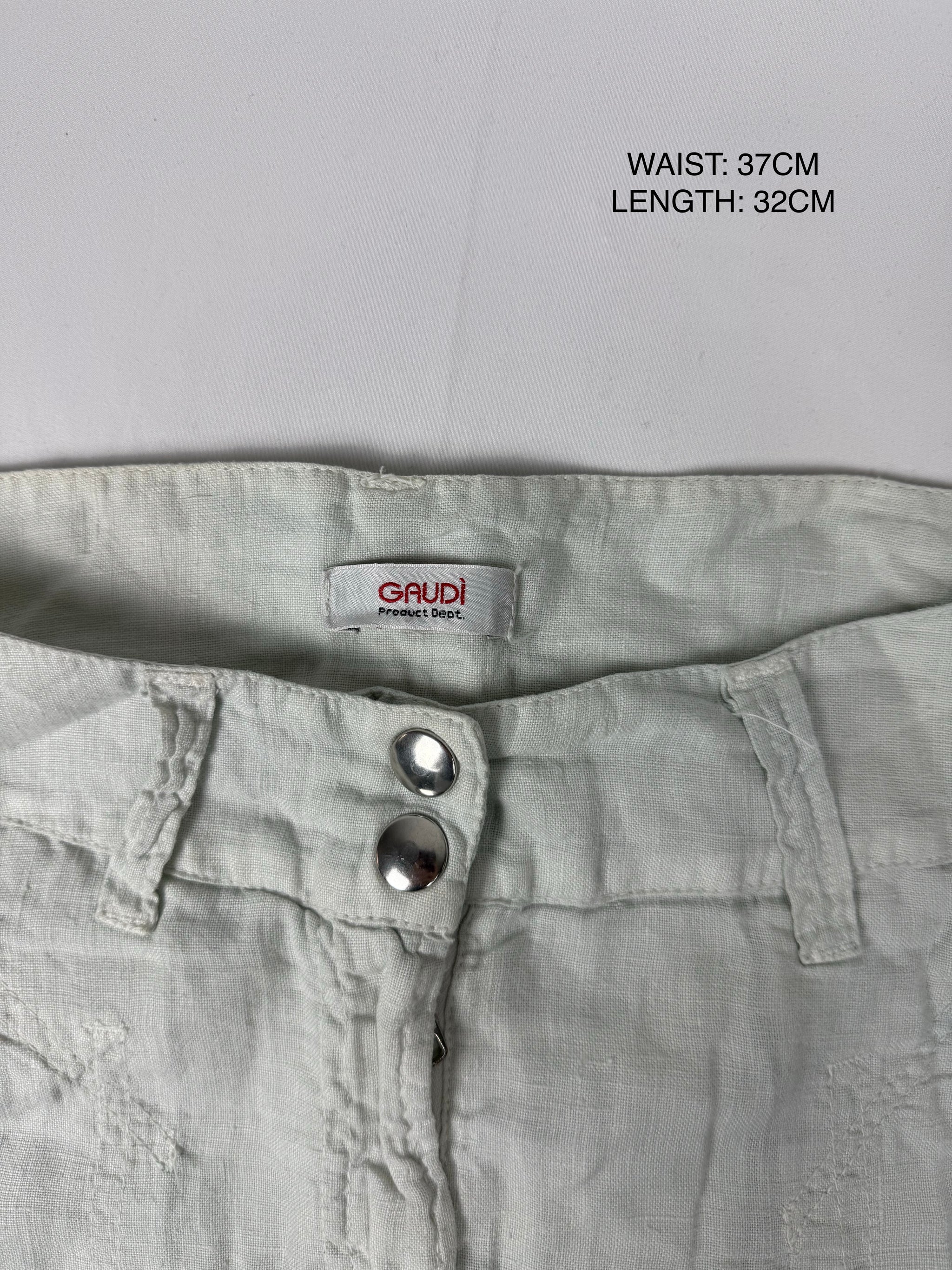 Grey 100% linen low rise mini skirt (M)