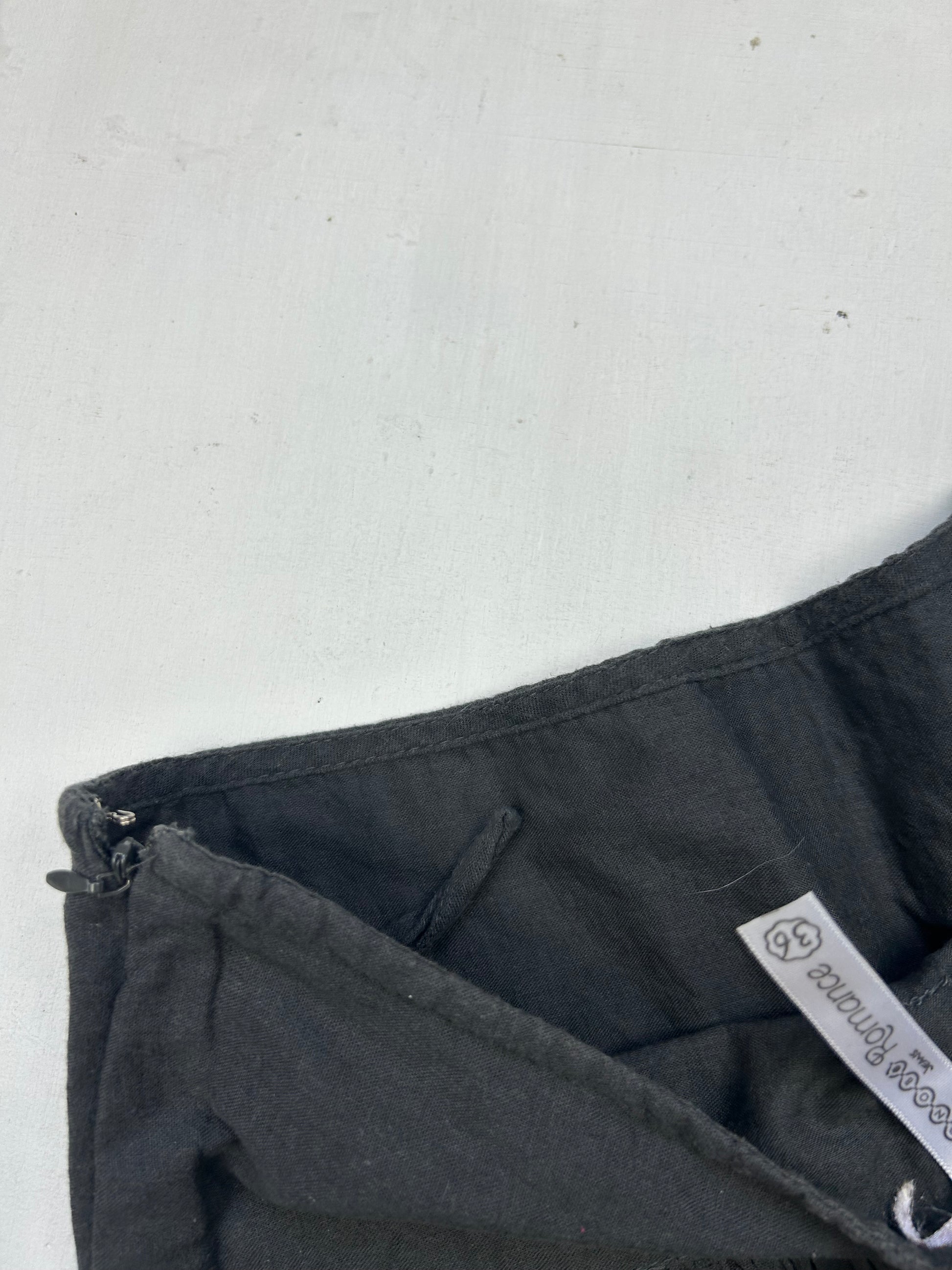 Grey 100% cotton low rise pleated mini skirt (XS/S)