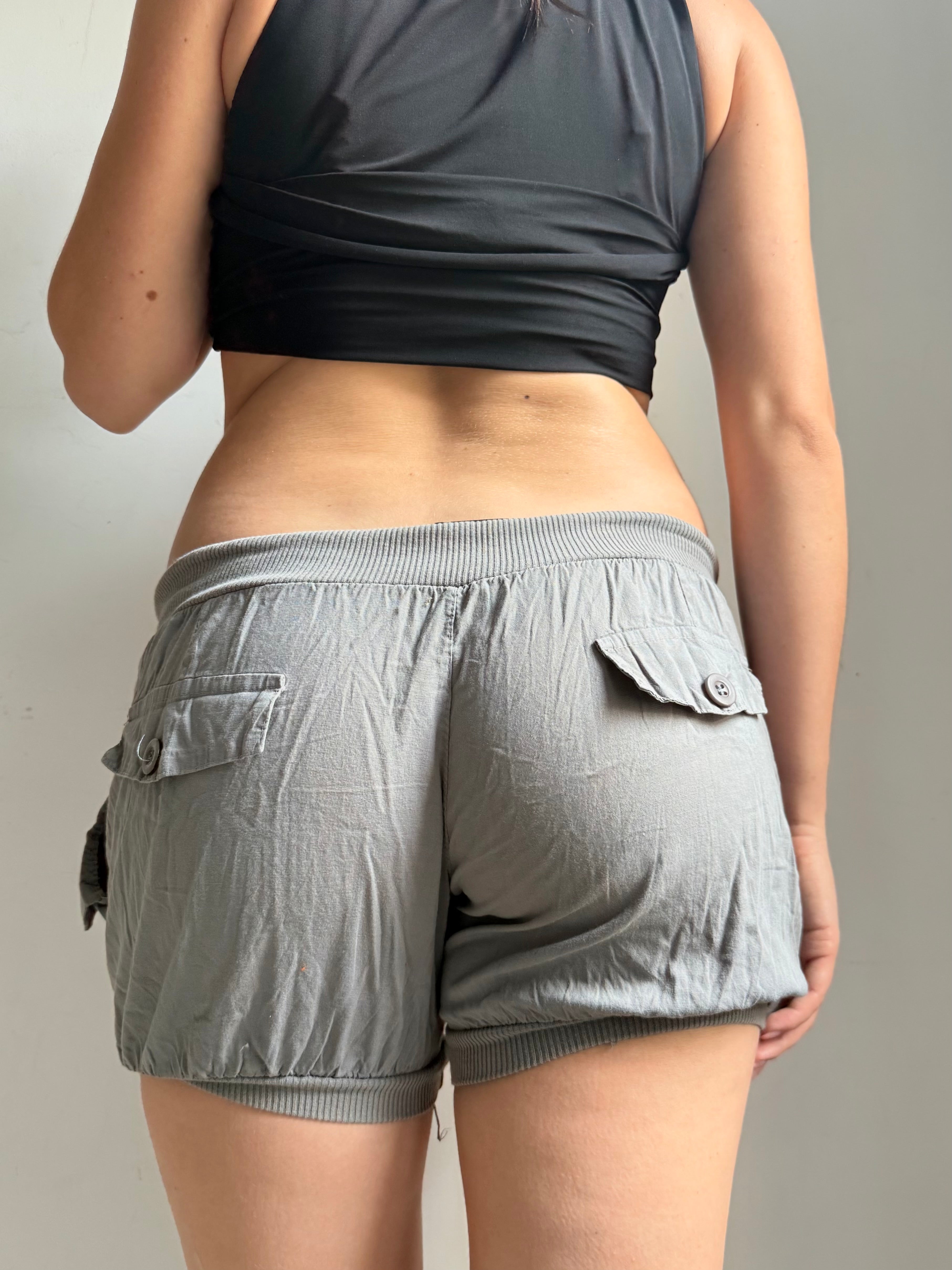 Khaki utility cotton mini short (S)