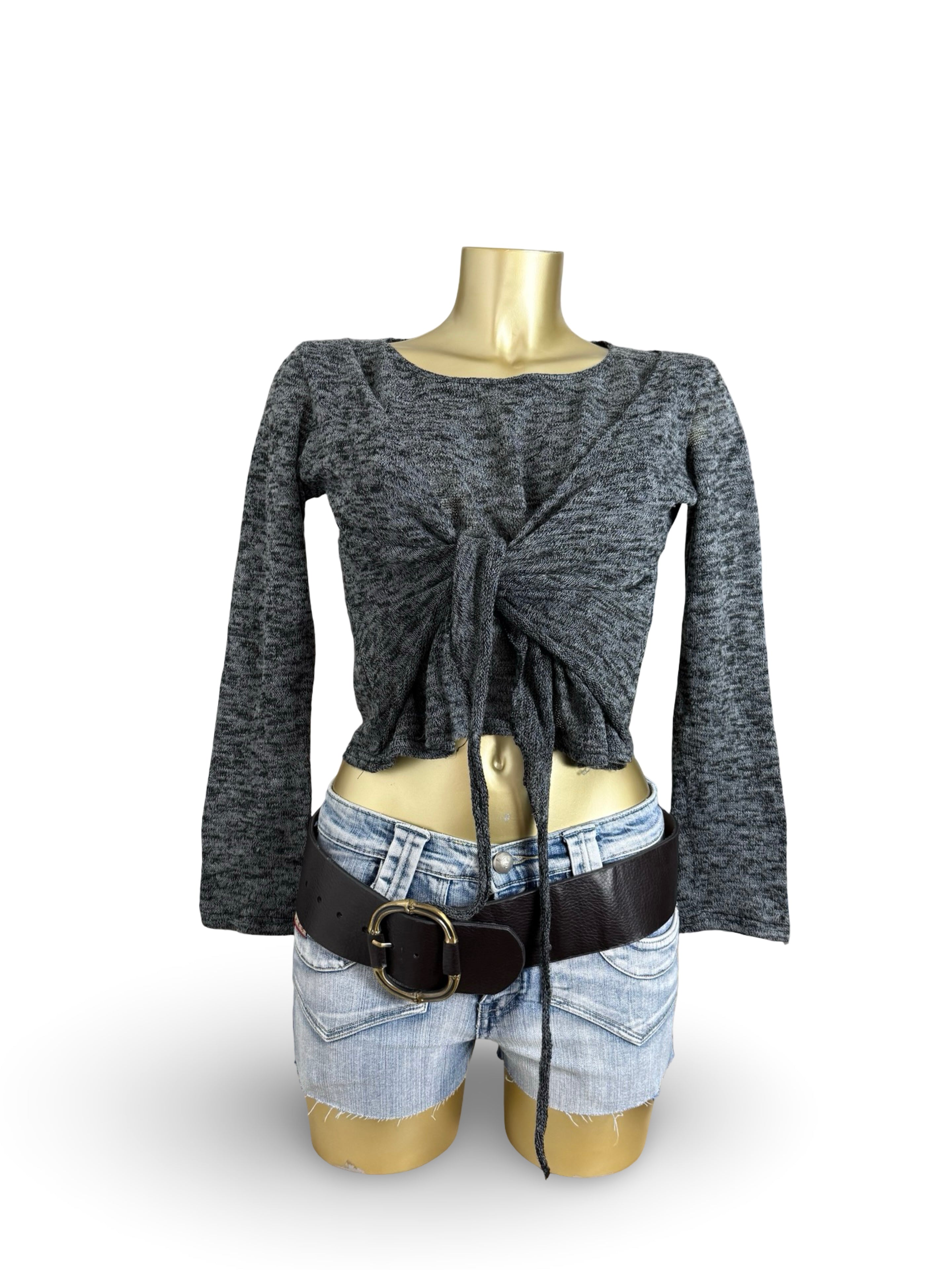 Grey tie up bolero long sleeves top (S/M)