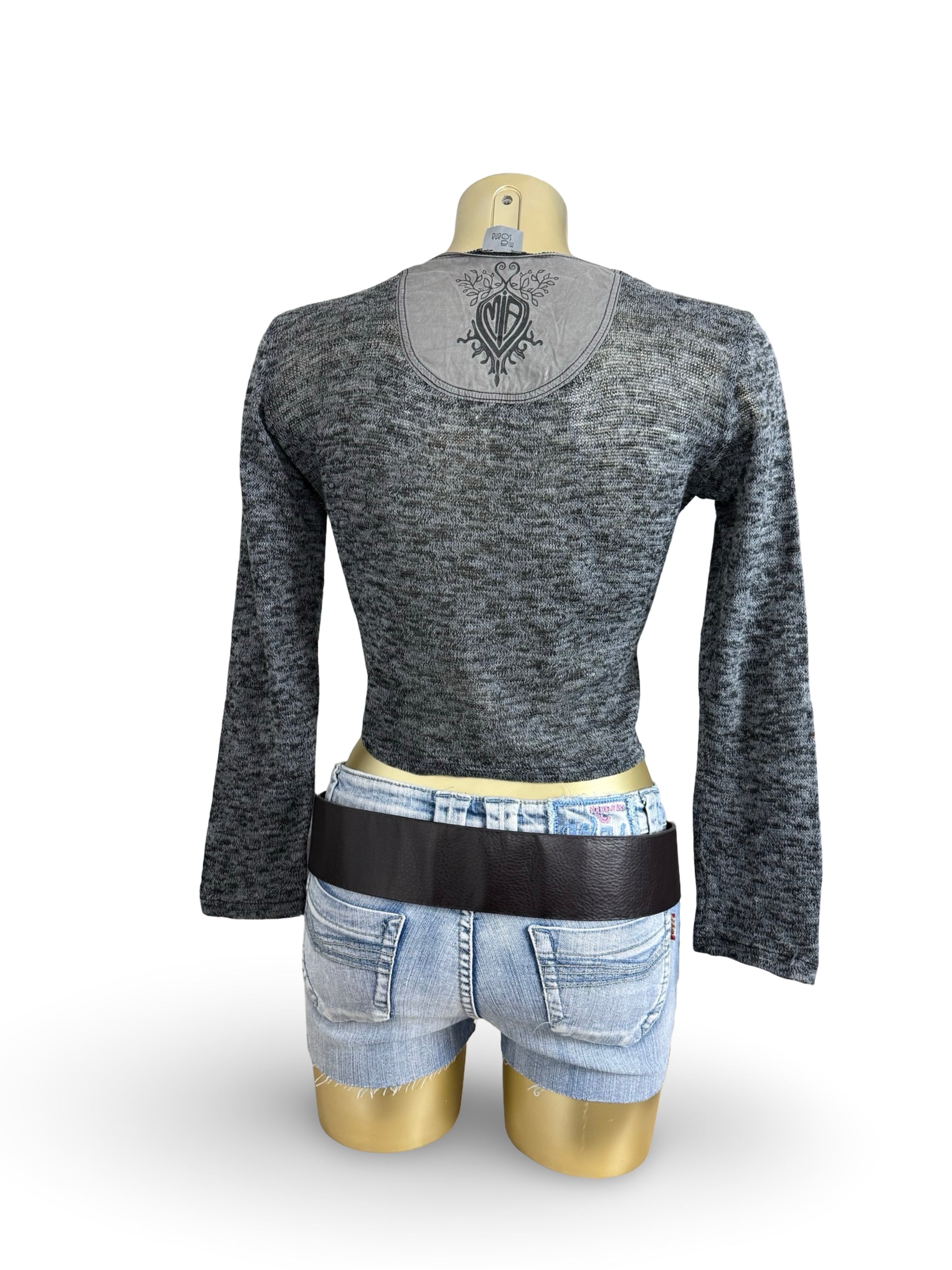 Grey tie up bolero long sleeves top (S/M)