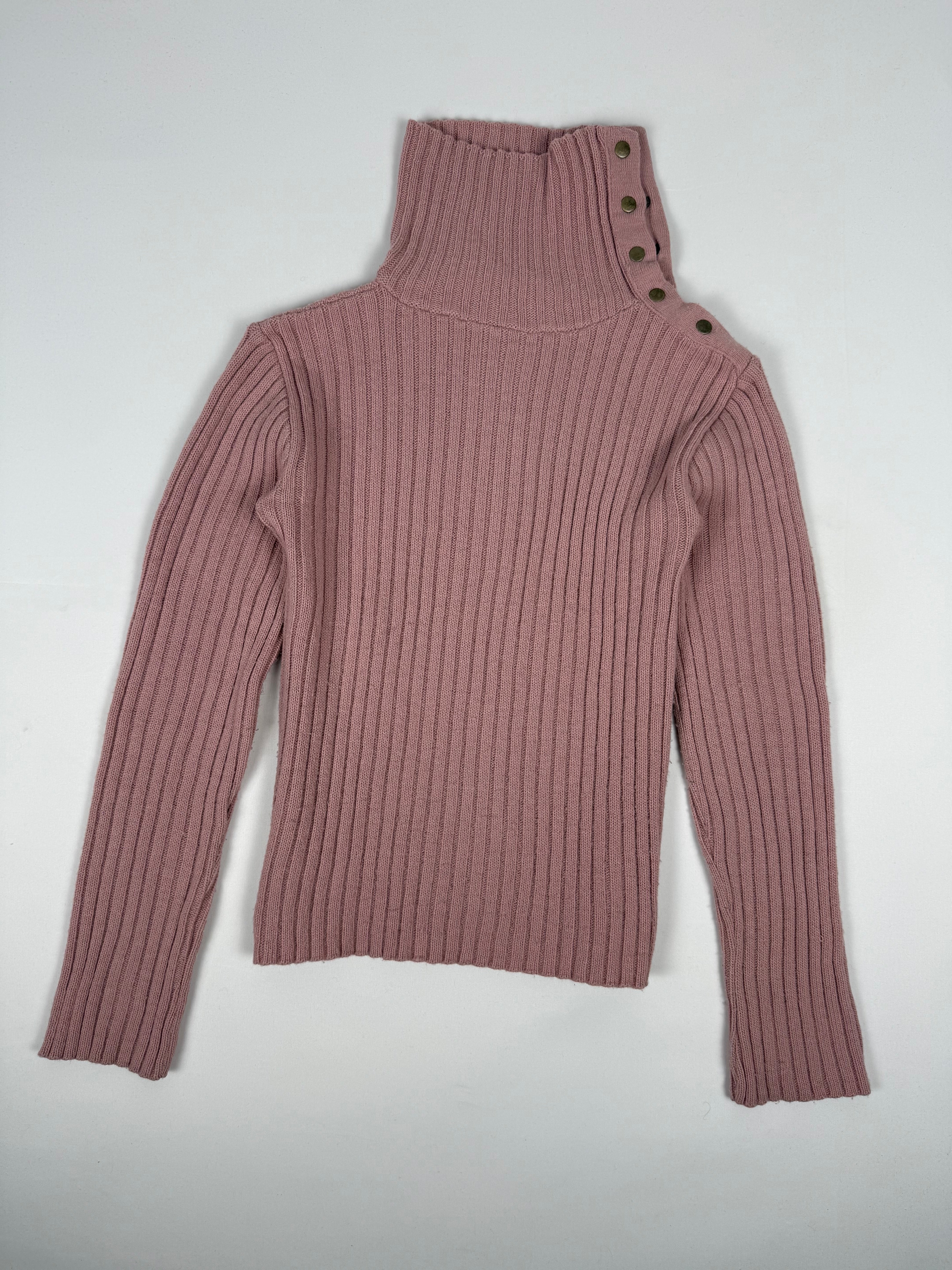 Pink turtleneck ribbed jumper (M)
