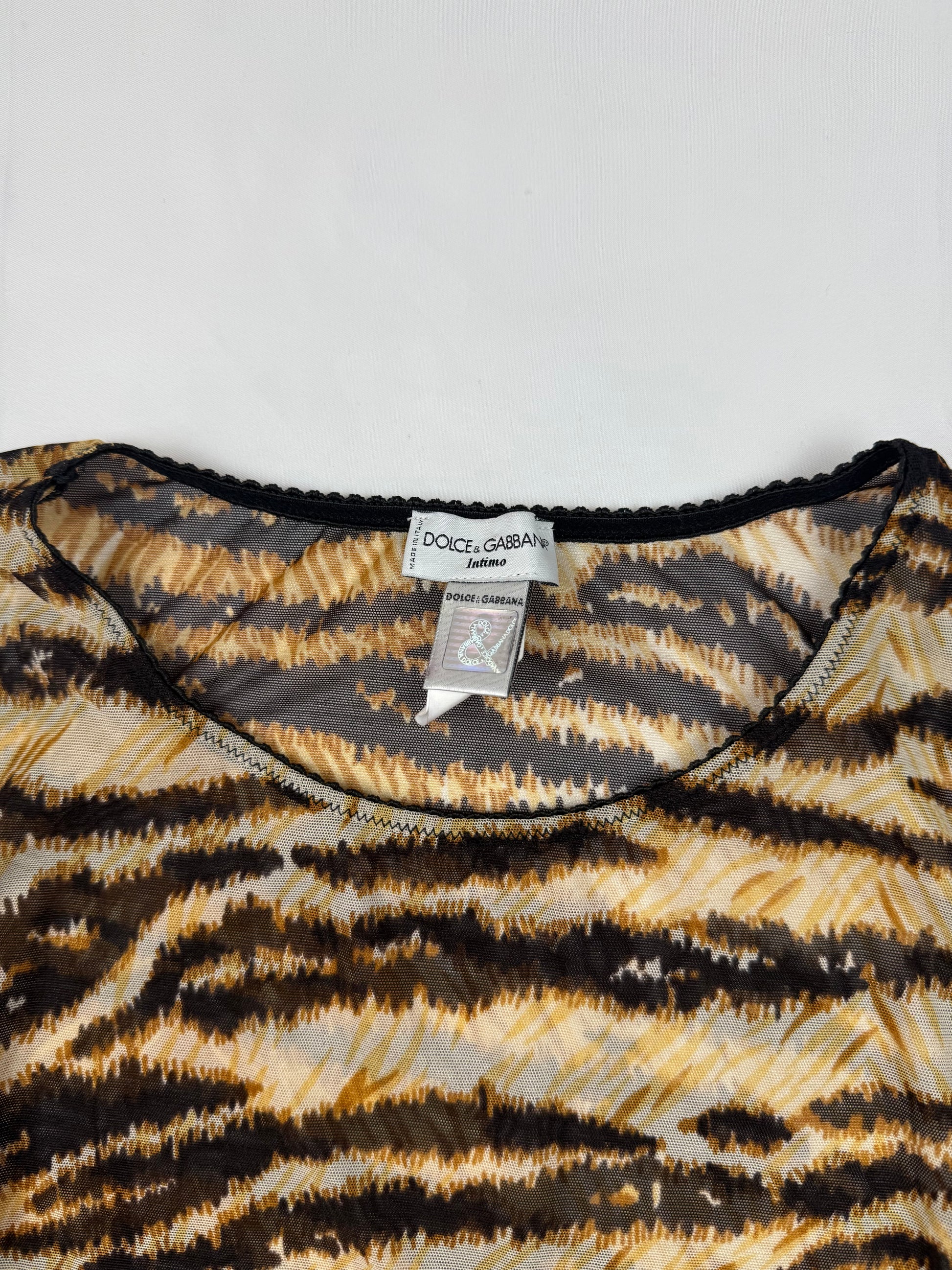 Zebra print mesh see trough tee (M)