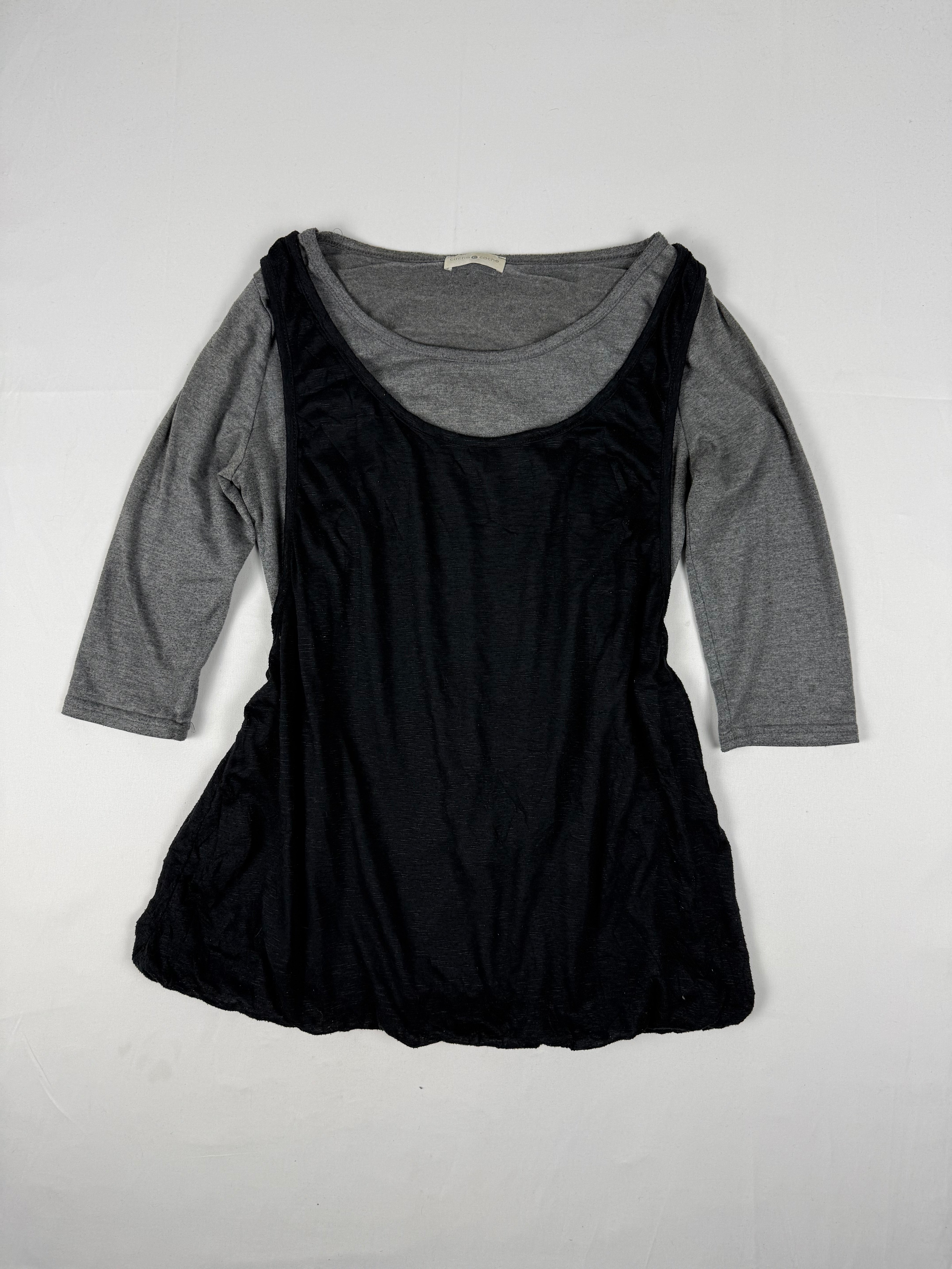 Black & grey 2 in 1 long sleeves top (M/L)