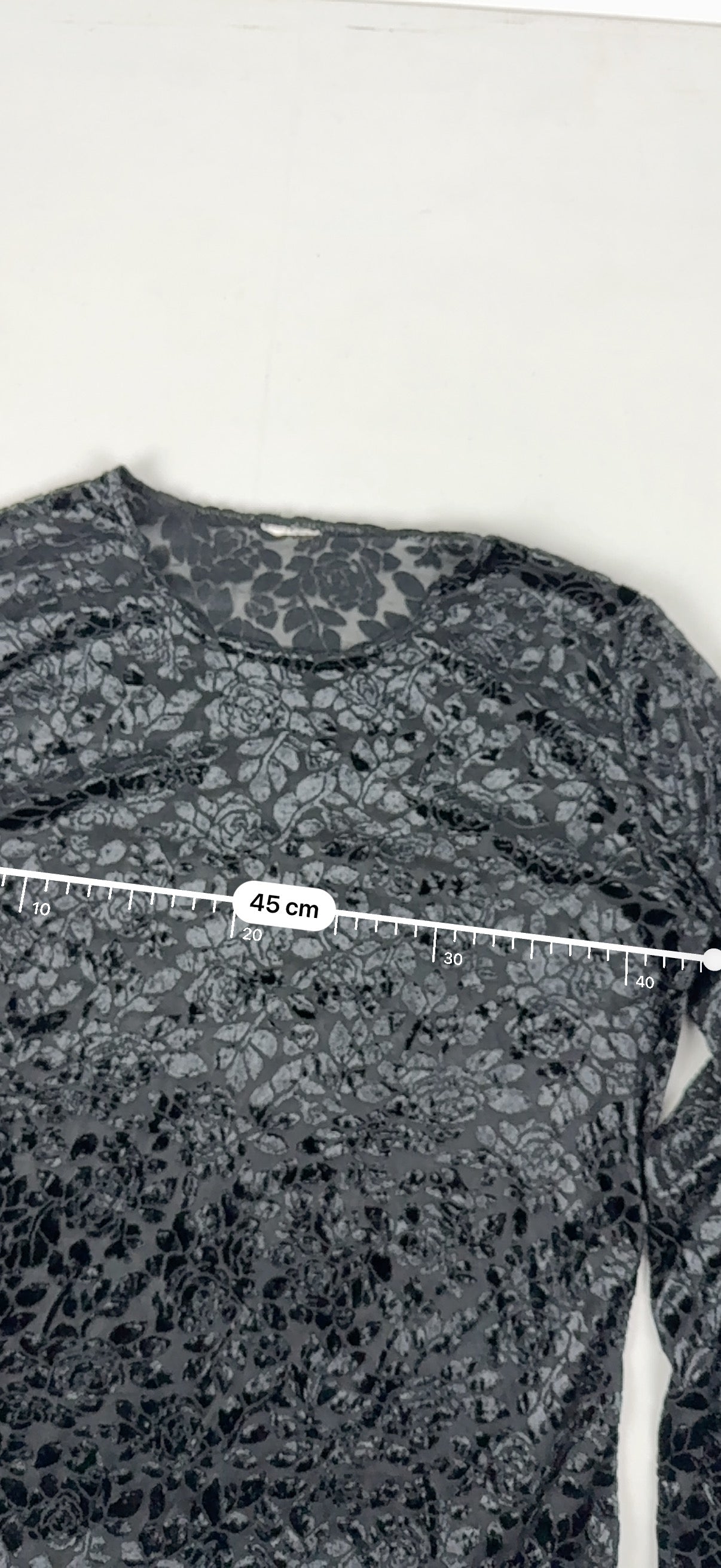 Black velvet see trough floral long sleeves top (M)