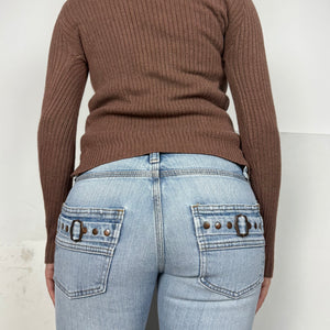 Brown hooded tight fit jumper (S)