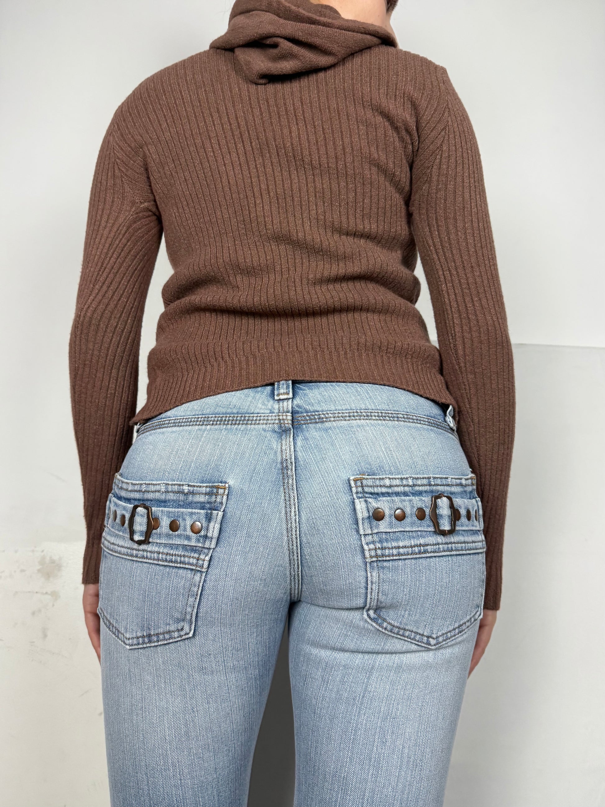 Brown hooded tight fit jumper (S)