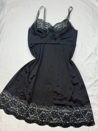 Black silky babydoll mini dress (L)