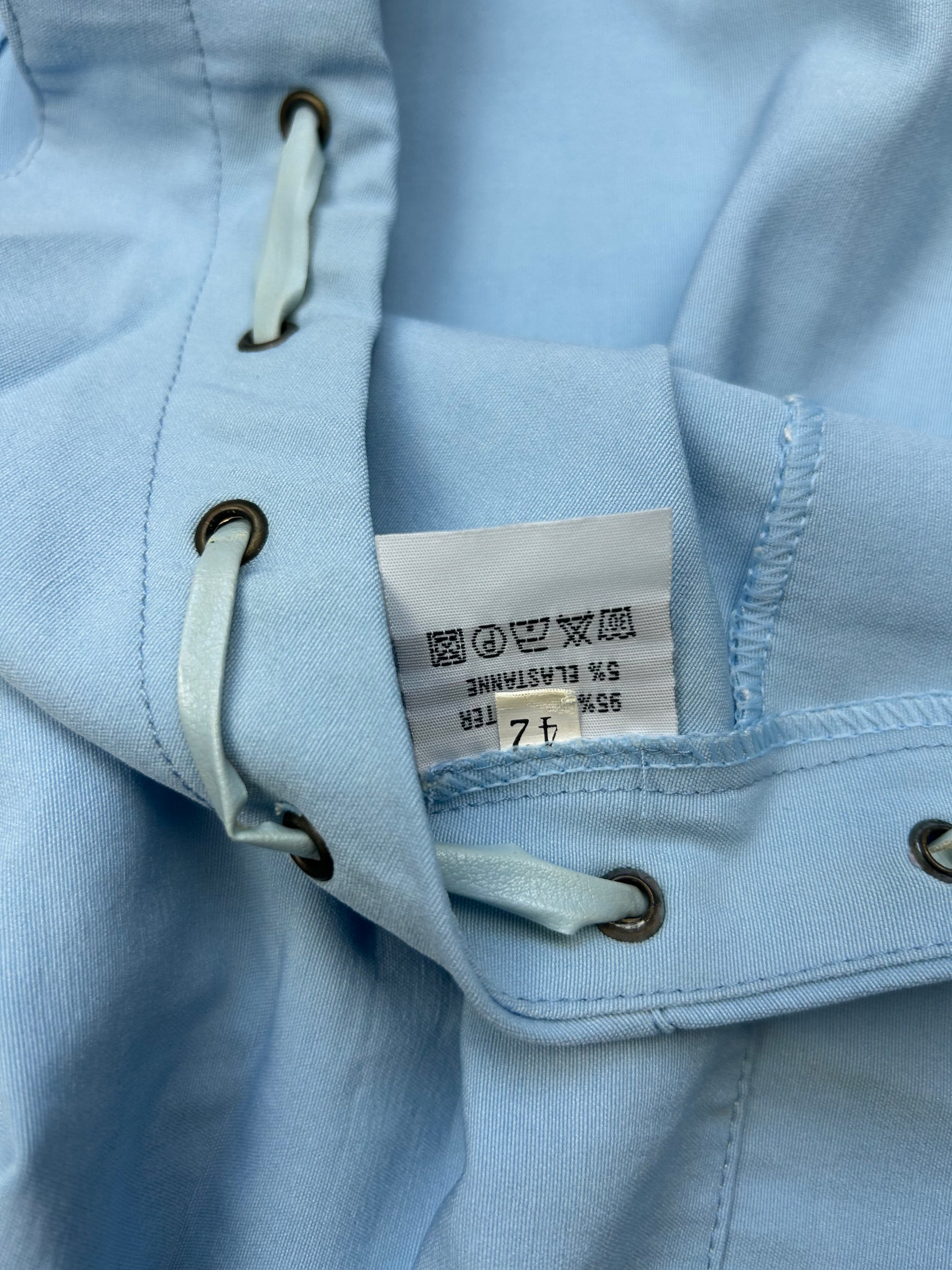Baby blue bow asymmetric one shoulder  top (L)