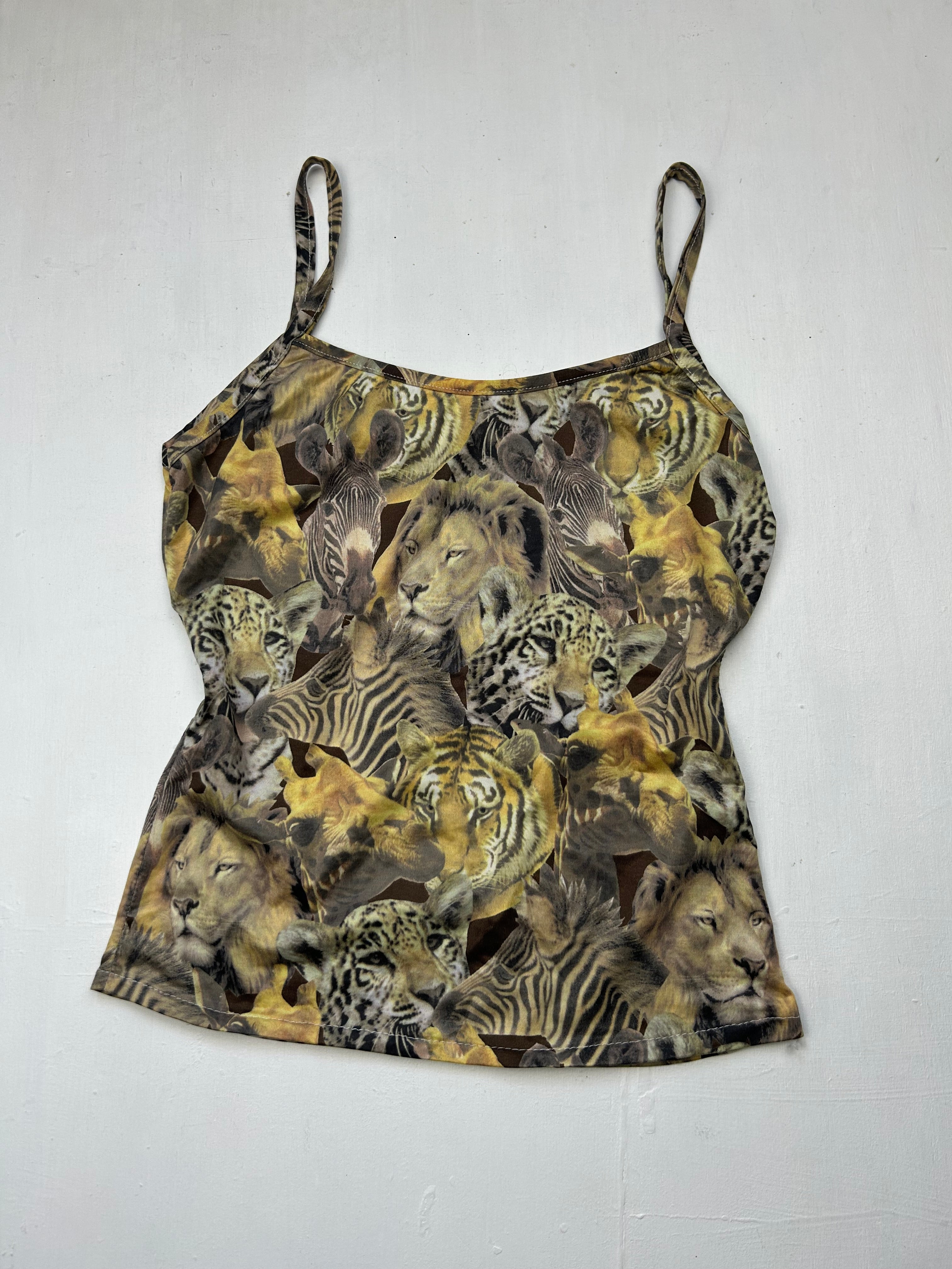 Beige tiger graphic print cami top (S)