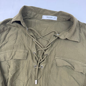 Khaki lace up long sleeves shirt (S/M)