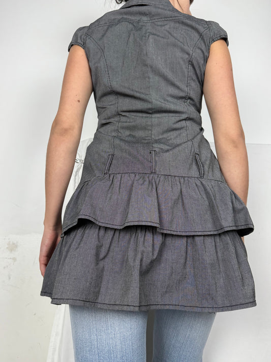 Grey tight fit pleated mini dress (M/L)