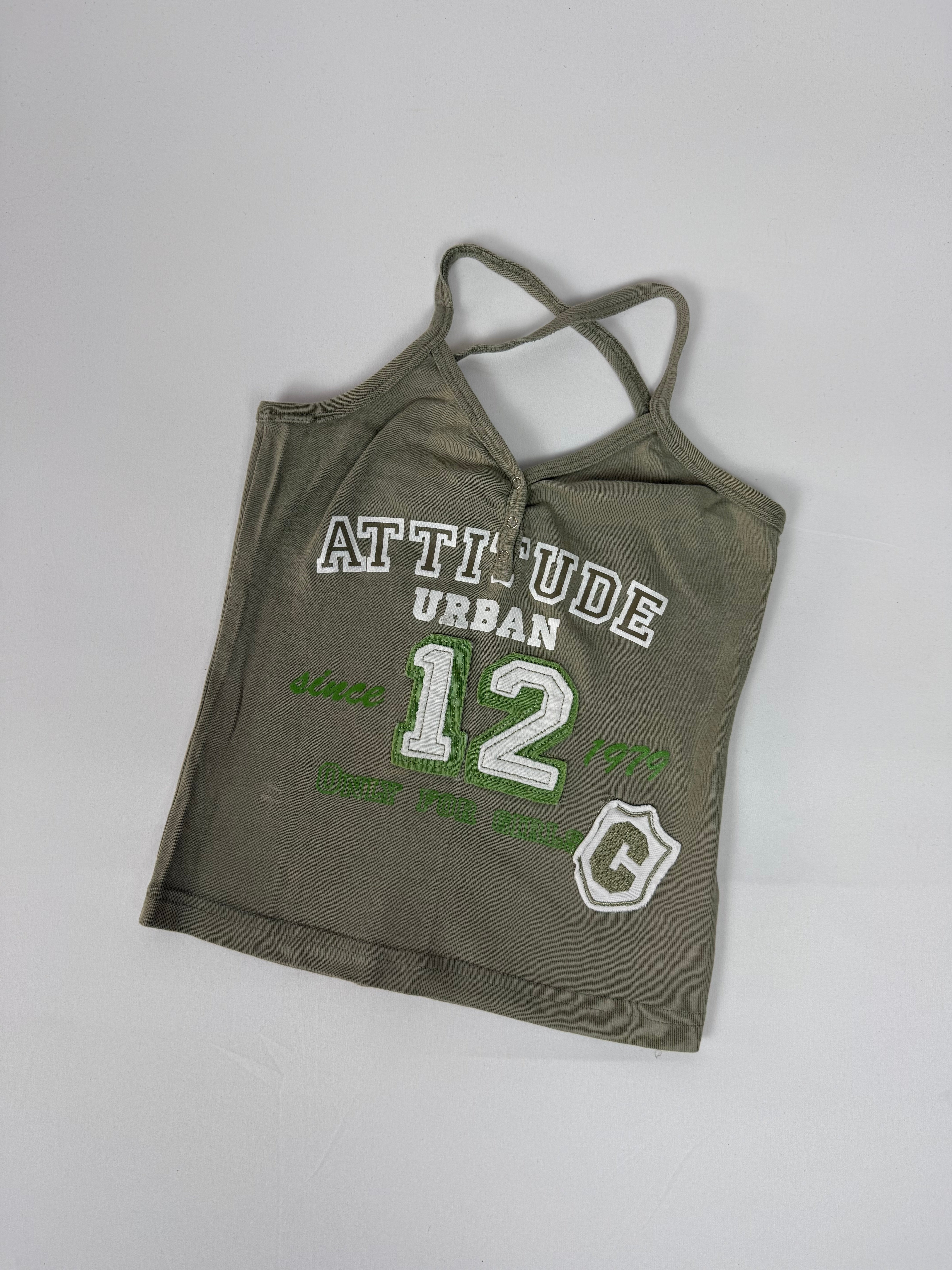 Khaki activewear graphic top (XS)