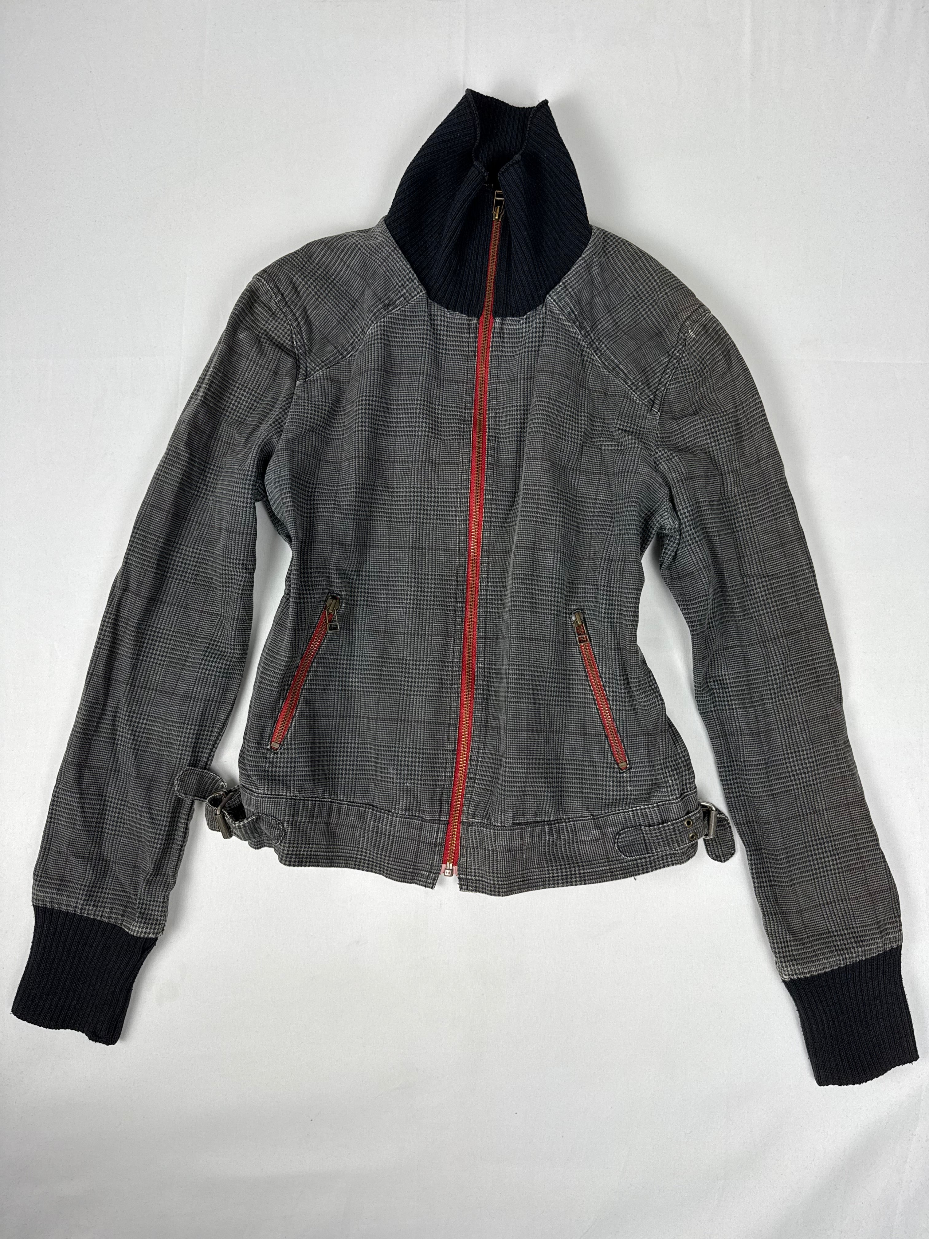 Grey cotton zip up biker jacket (S/M)