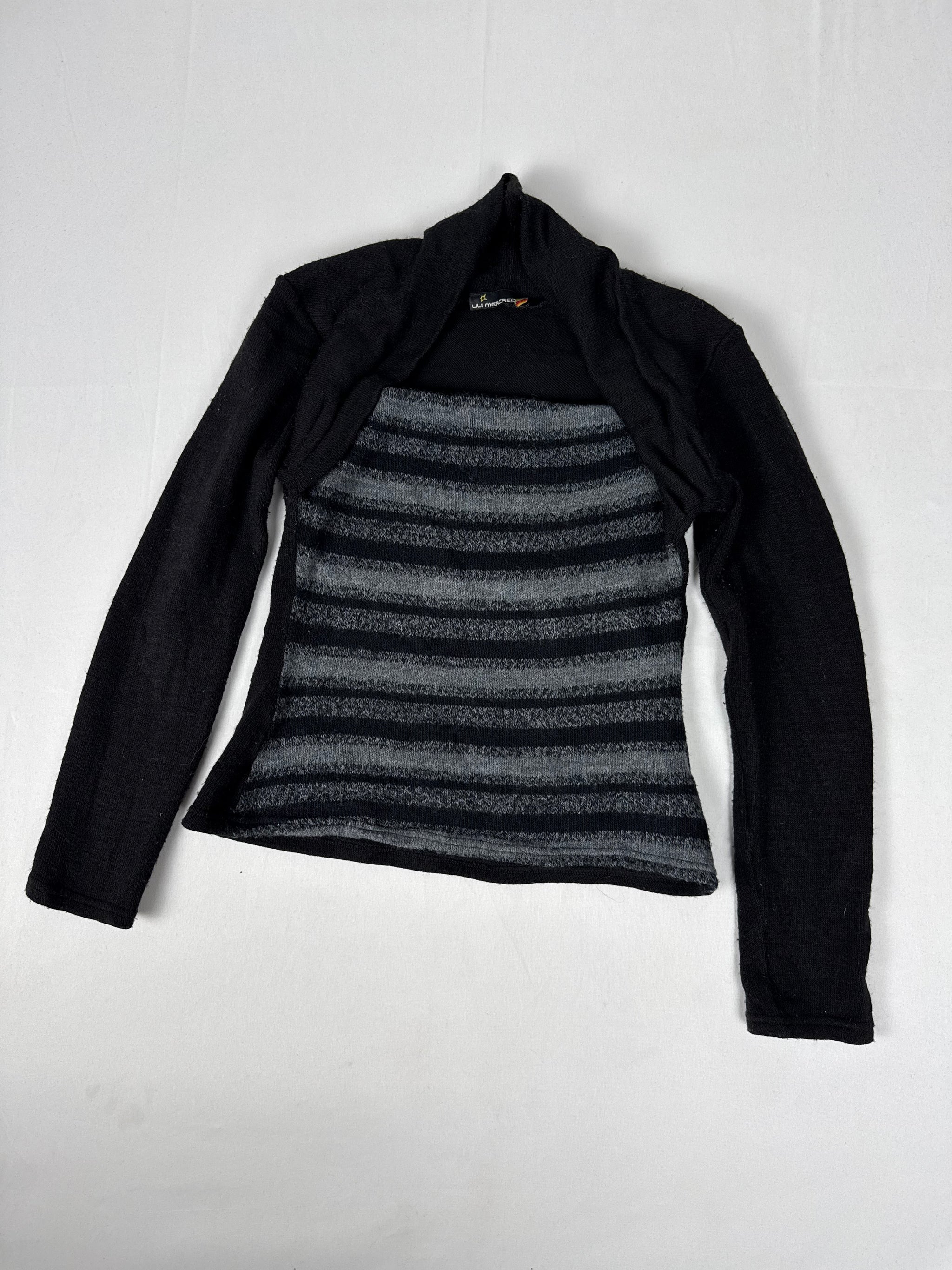 Black striped tight fit jumper (S)