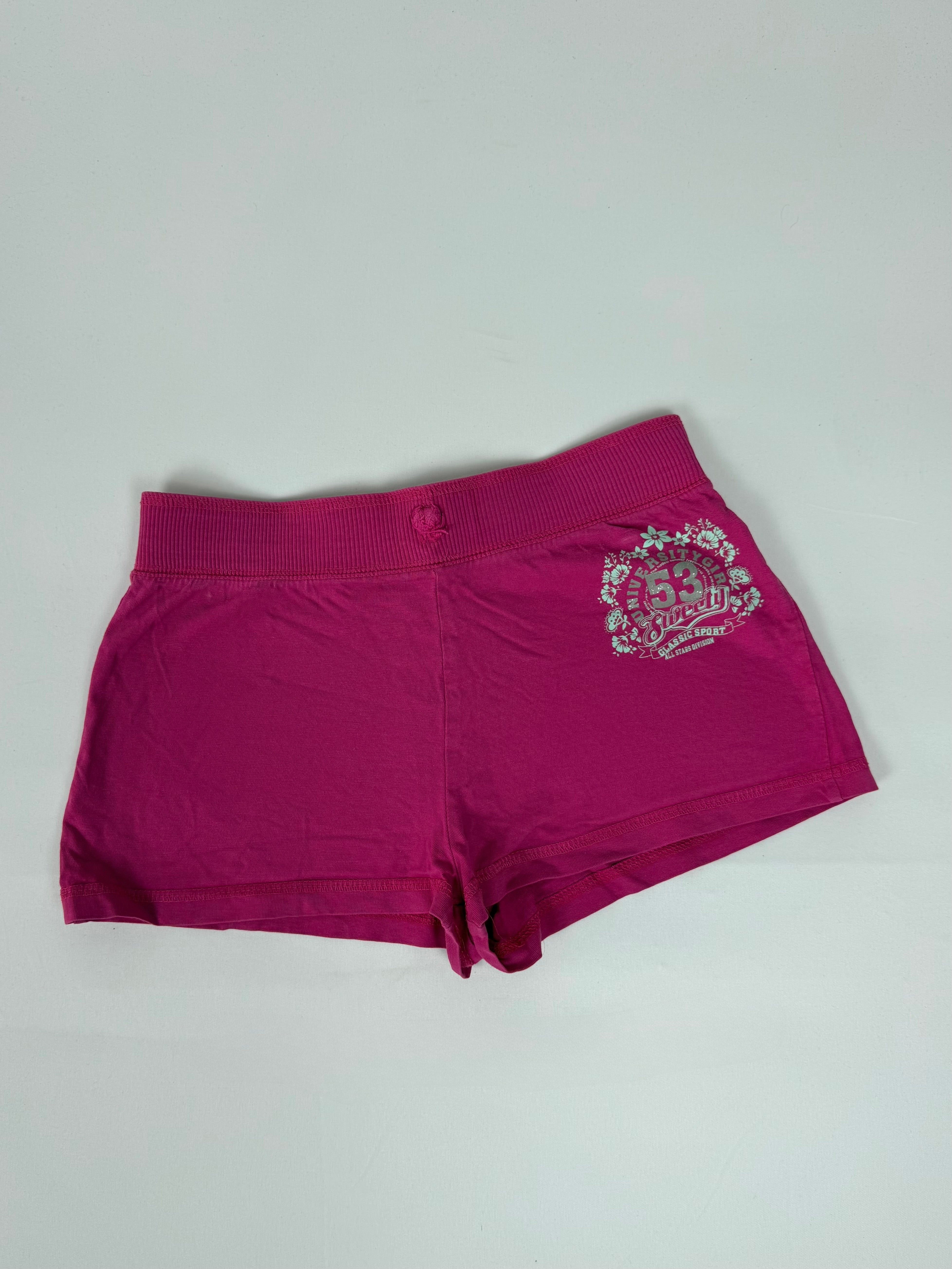 Pink activewear cotton mini short (XS)