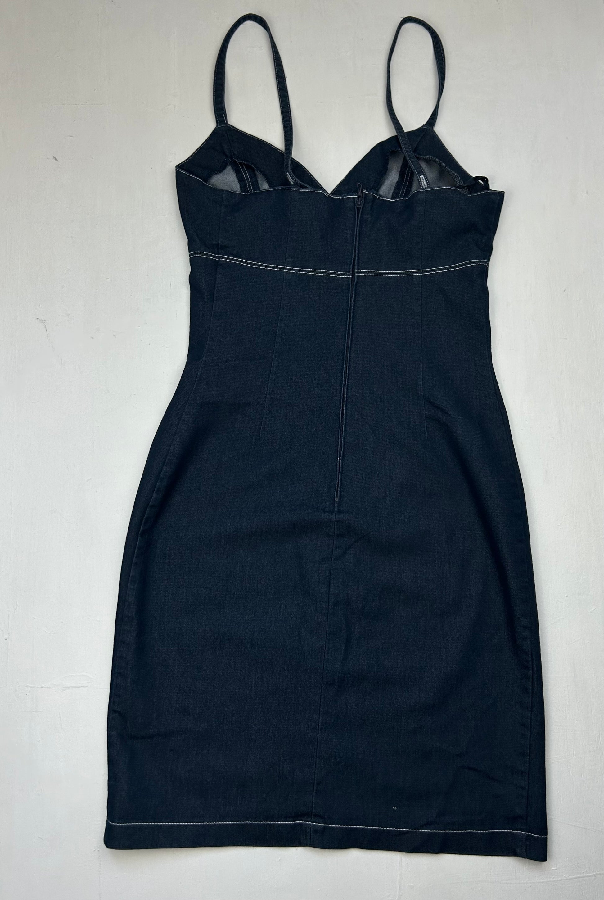 Navy blue denim mini dress (S)