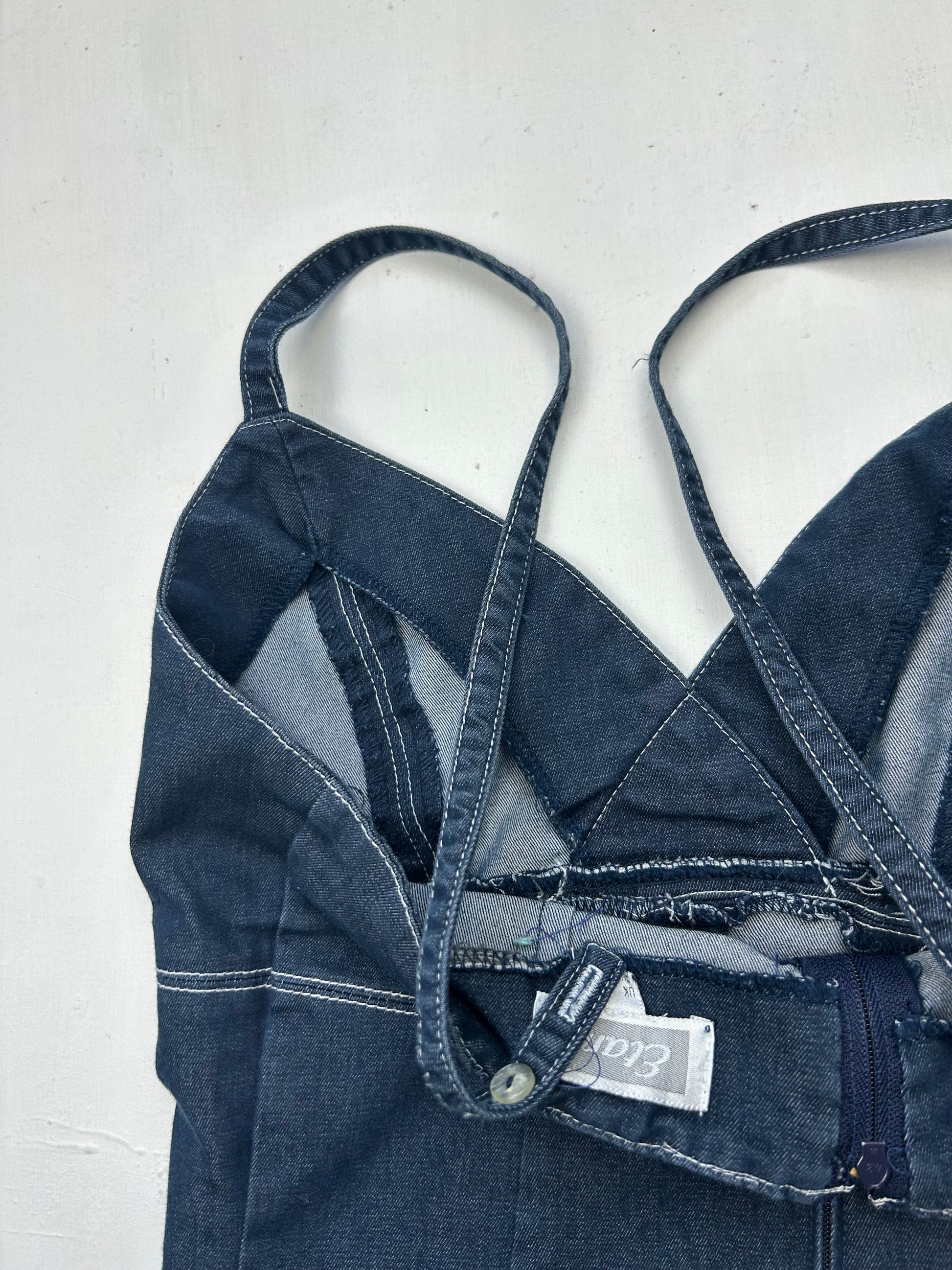 Navy blue denim mini dress (S)