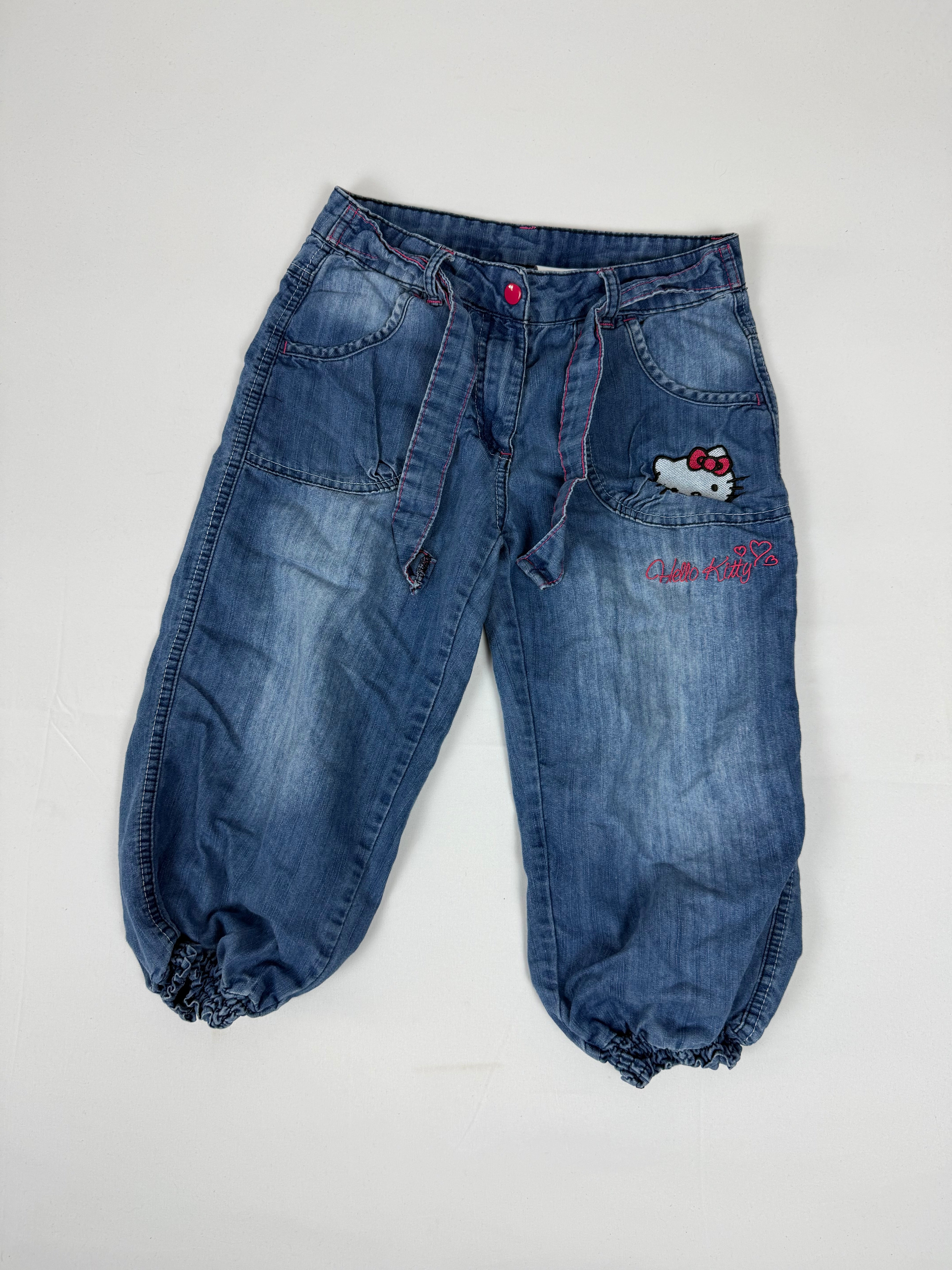 Blue denim low rise capri pants (XS)
