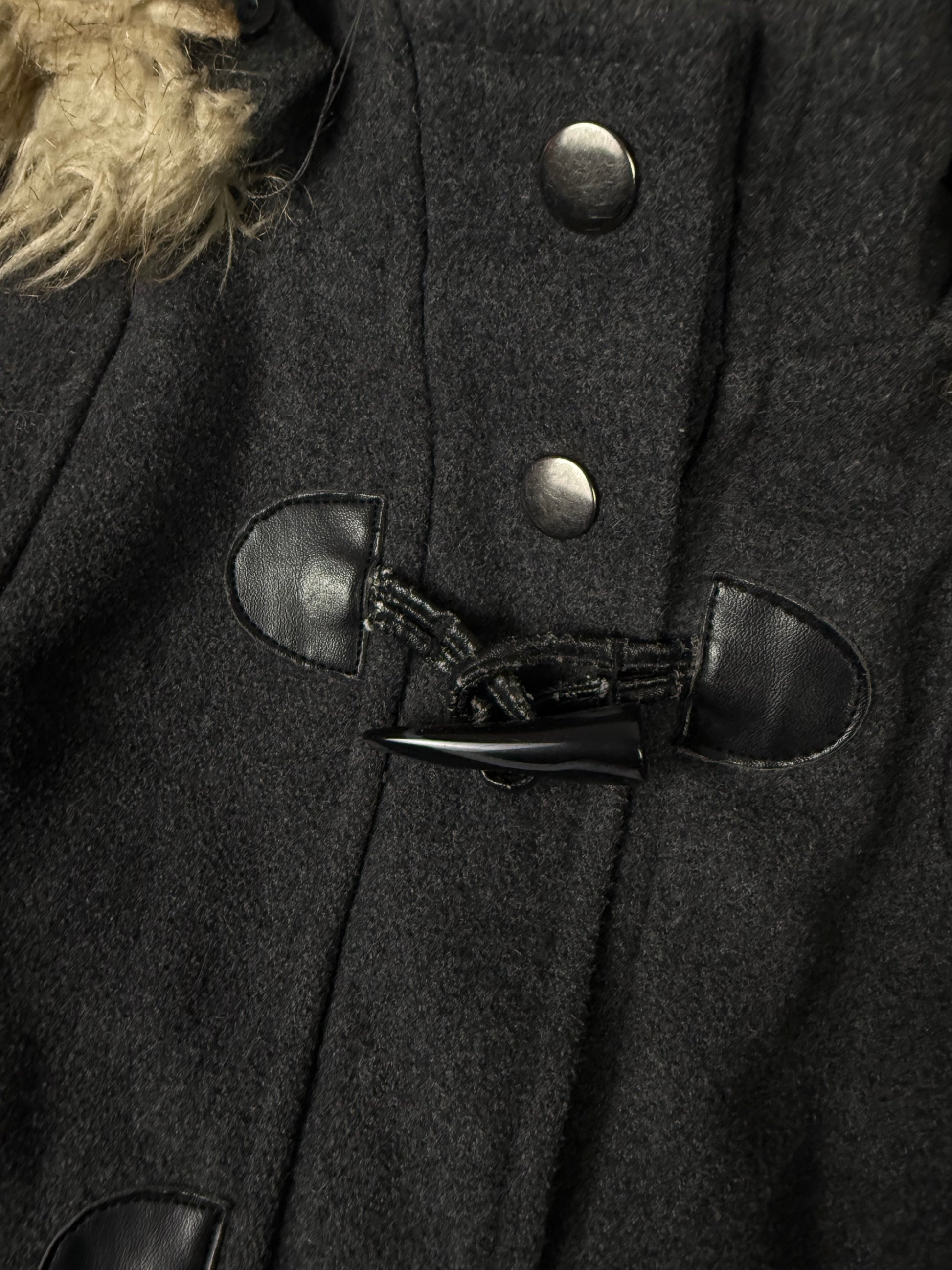 Grey faux fur hooded tight fit jacket (S)