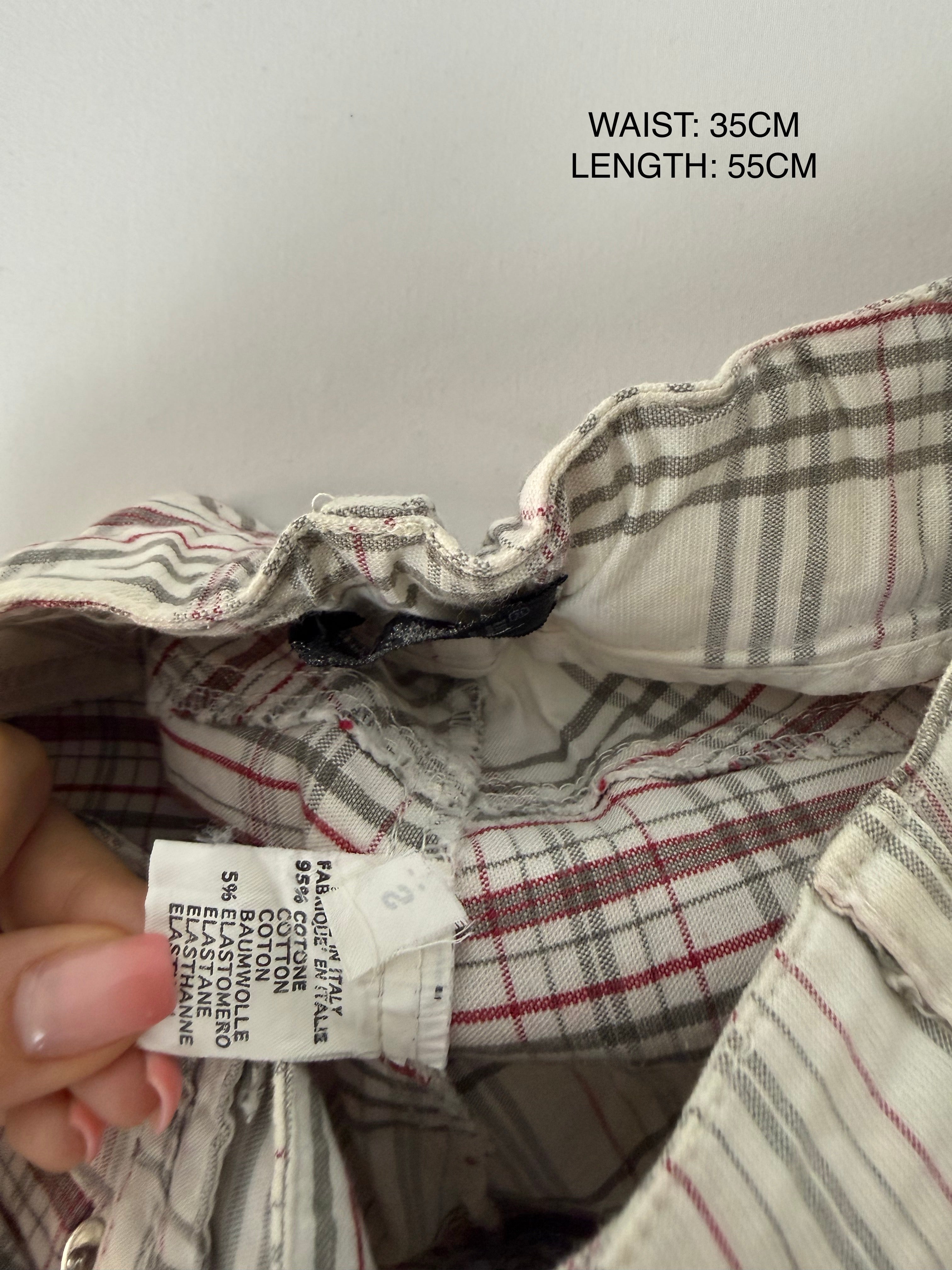 Cream check print capri pants (S)