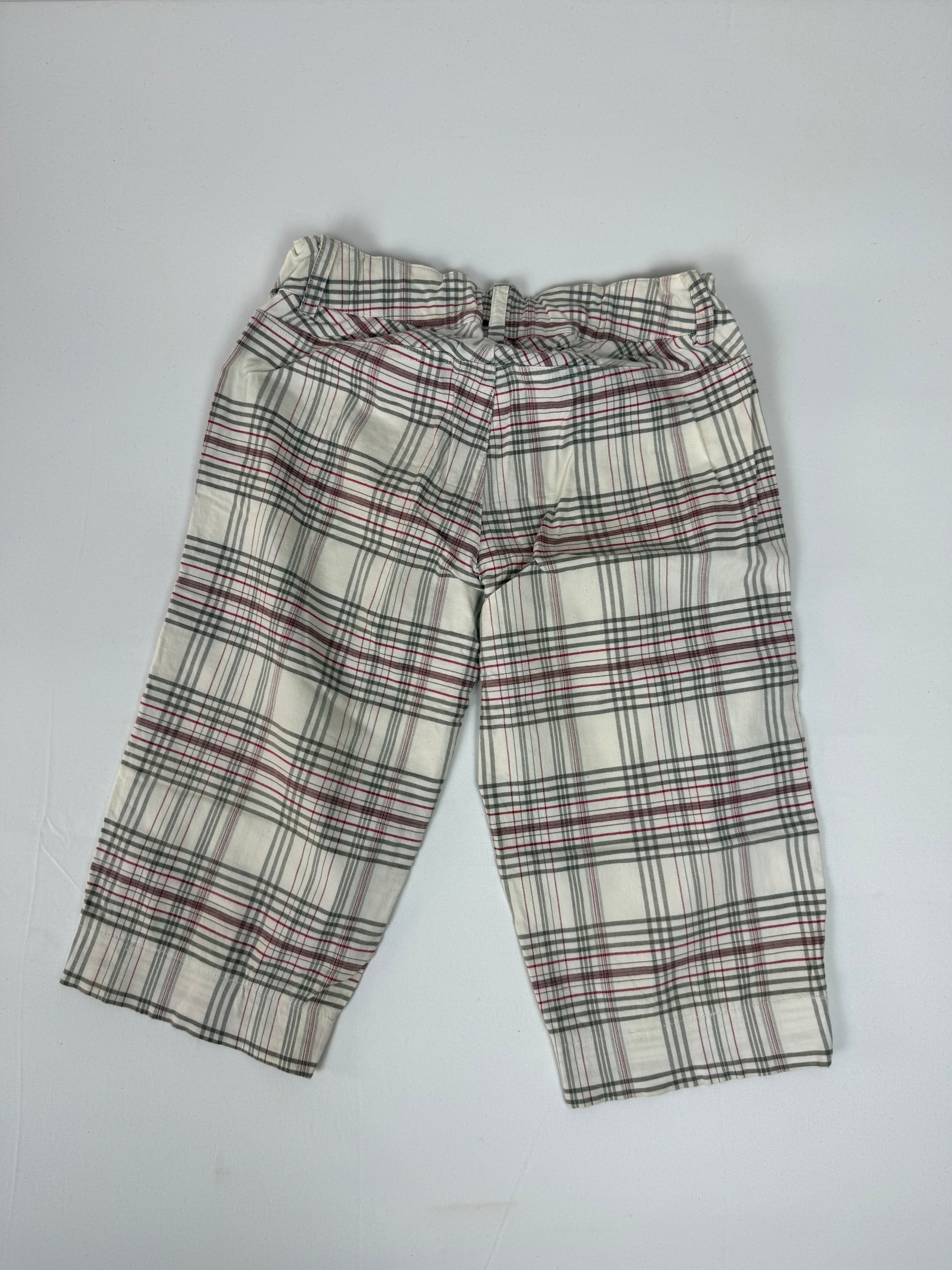 Cream check print capri pants (S)