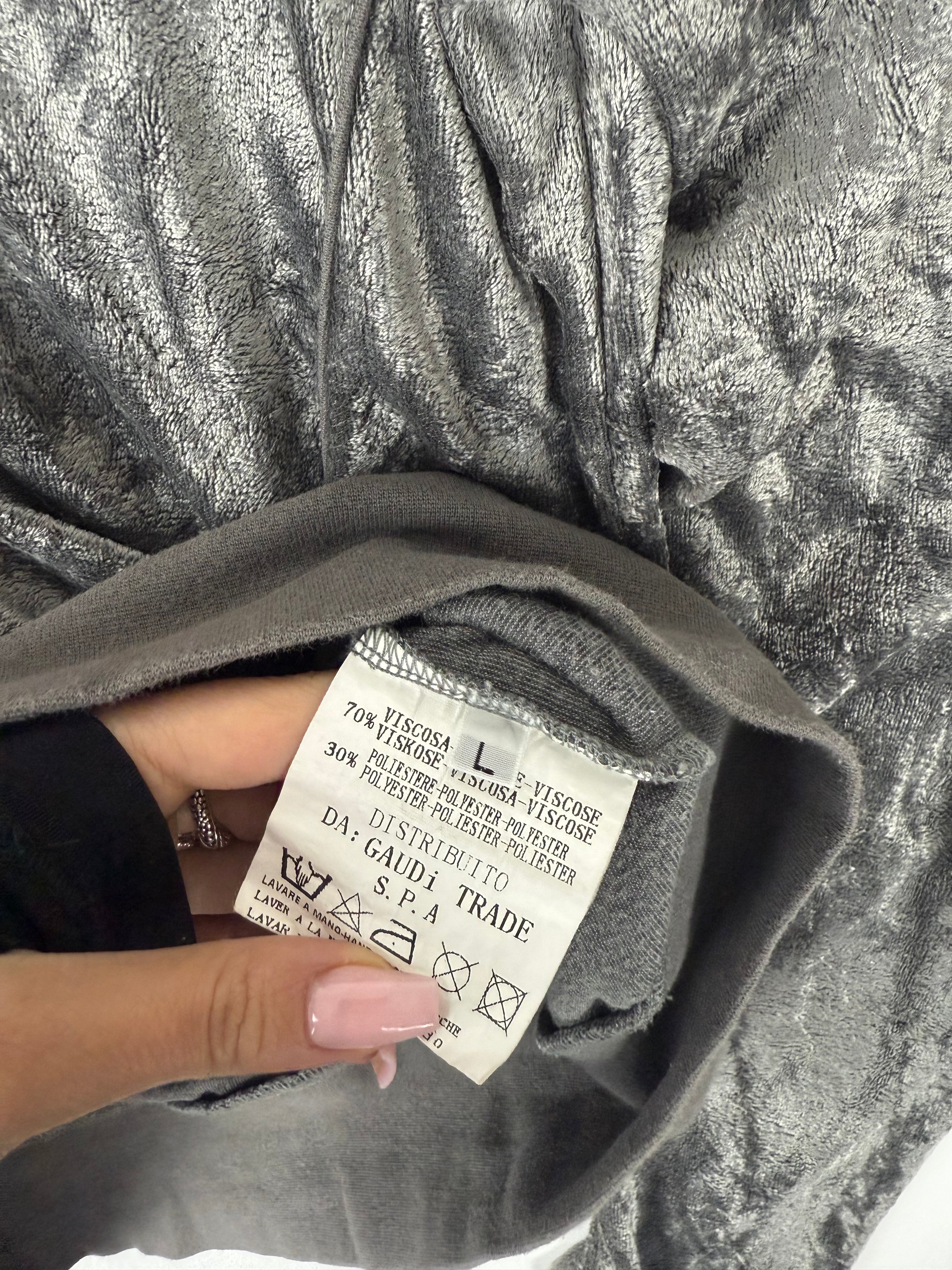 Grey velvet zip up sweatshirt (L)