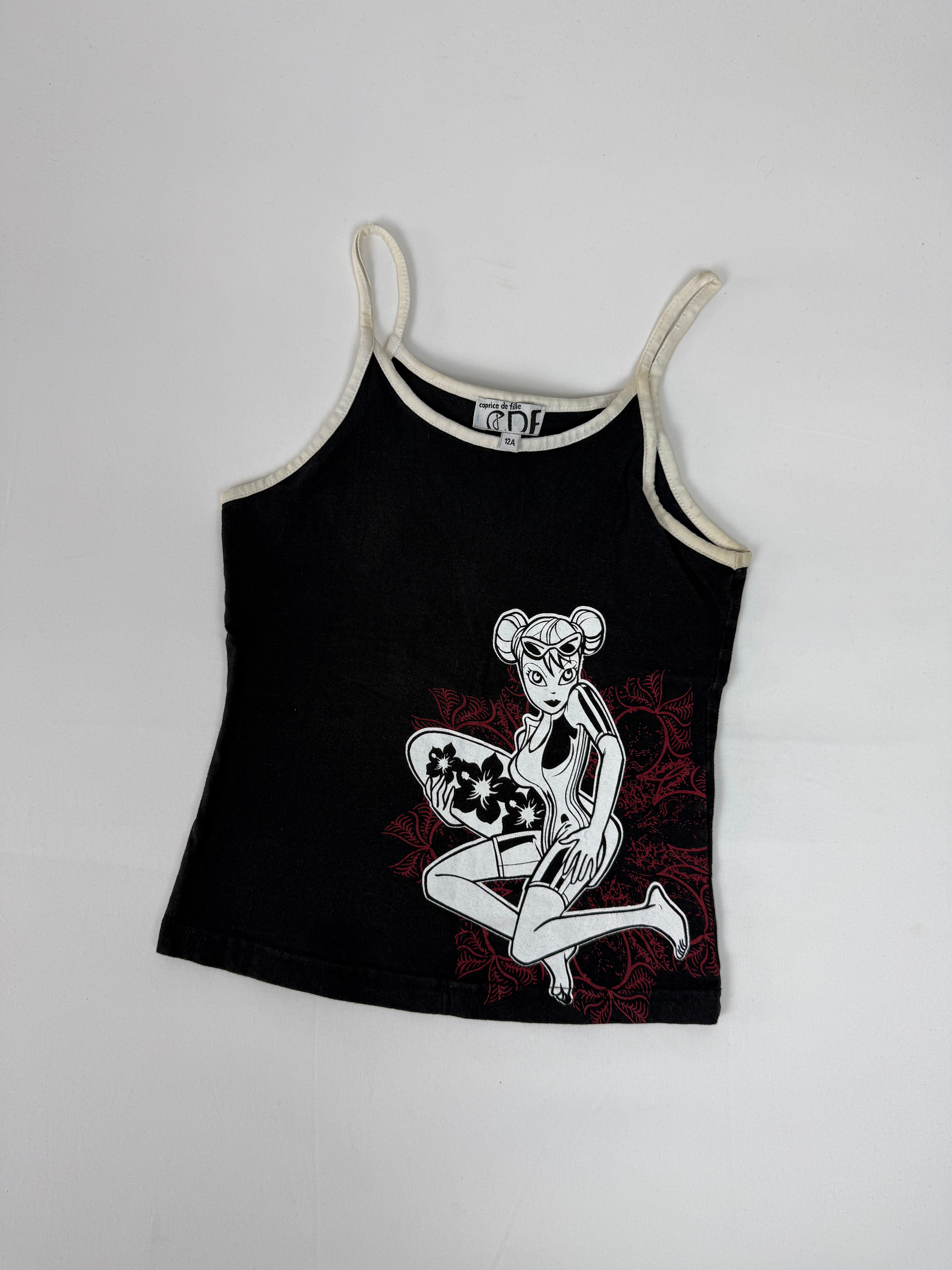 Black graphic activewear top (S)