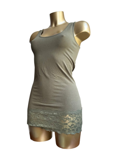 Khaki lace mini dress (S/M)