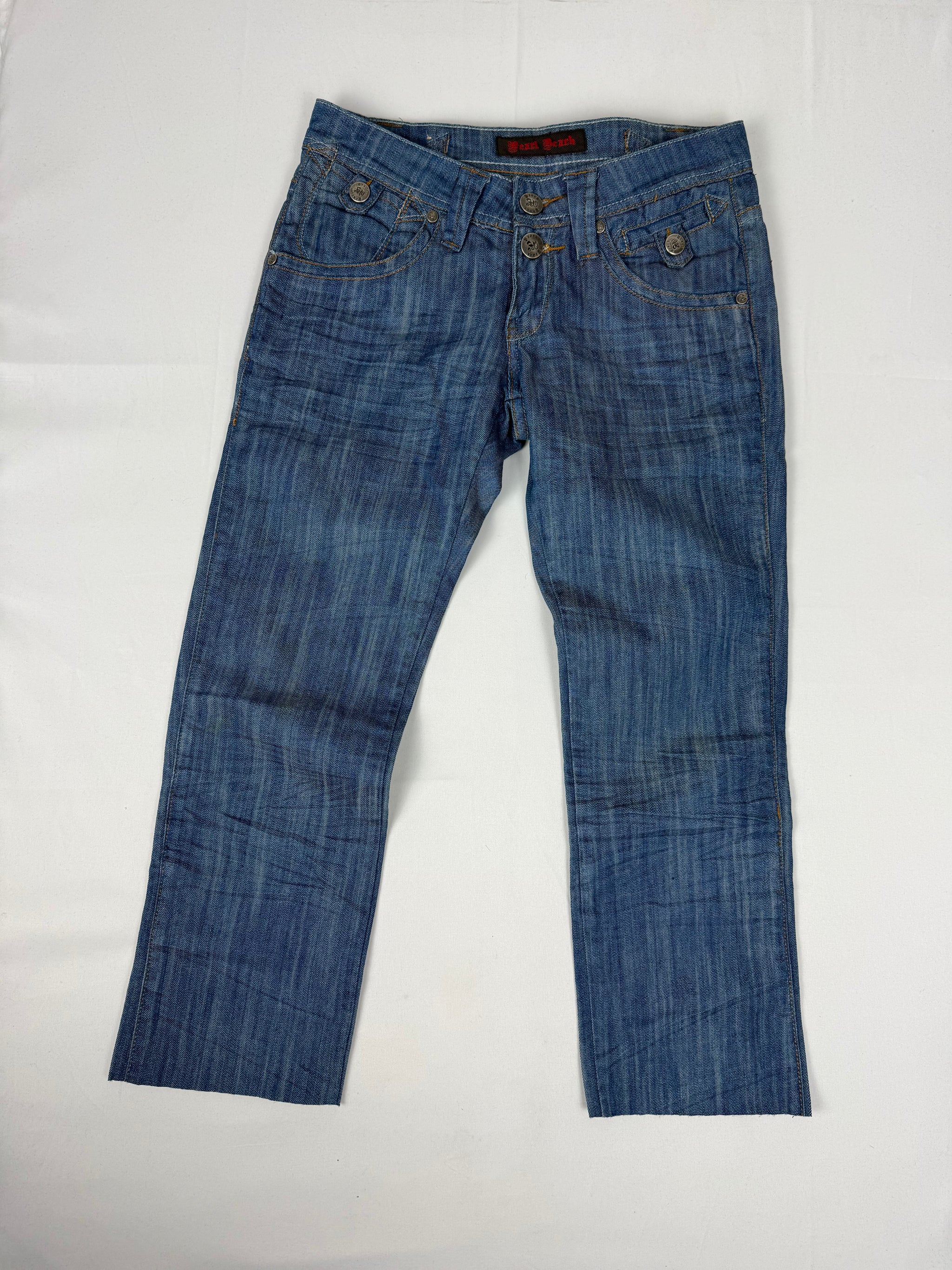 Blue denim low rise capri pants (XS)