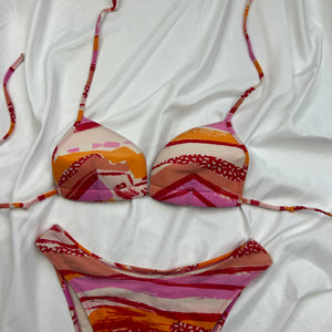 Orange graphic print bikini set (S/M)