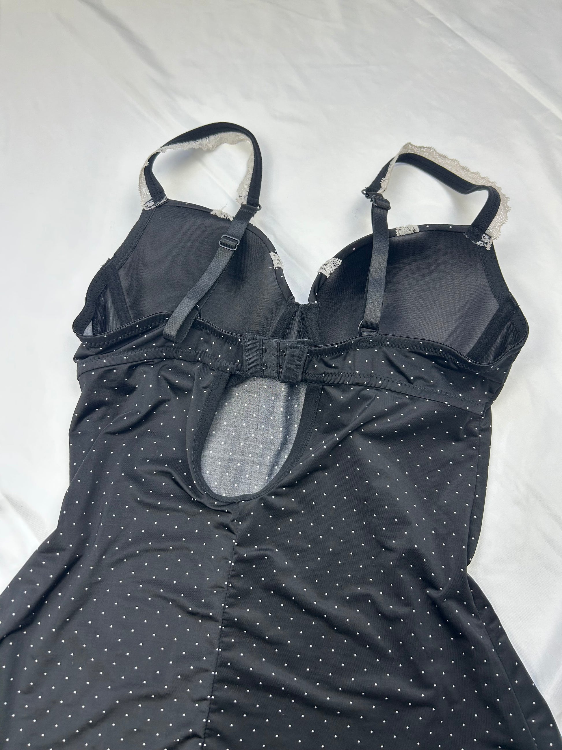 Black lace up lace babydoll mini dress (S/M)