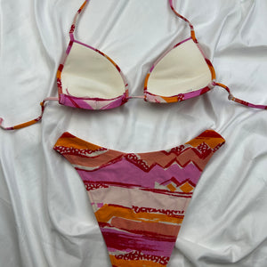 Orange graphic print bikini set (S/M)