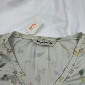 Green floral print lycra tee (L)