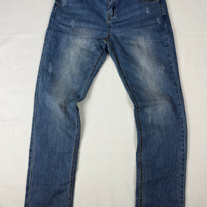 Blue low rise straight legs denim pants (M)
