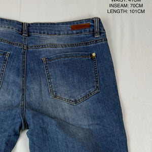 Blue low rise straight legs denim pants (M)
