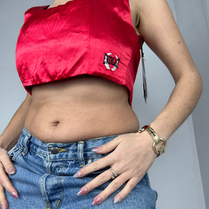 Red silk effect 90s y2k vintage corset top